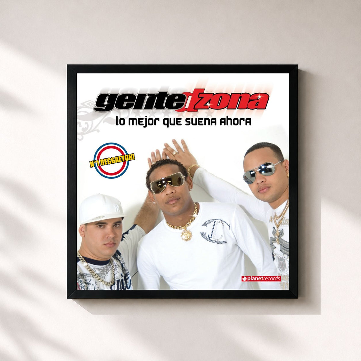 #noir Lo Mejor Que Suena Ahora - Reggaeton di Gente De Zona in stampa quadrata incorniciata, cornice nera 32x32 cm