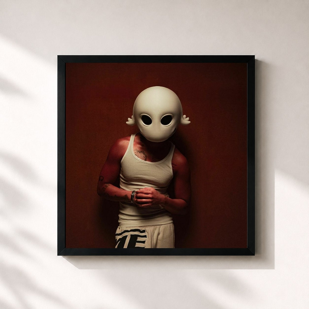 #noir Tableau carré de l'album Olyboy de Oboy, cadre noir 32x32 cm