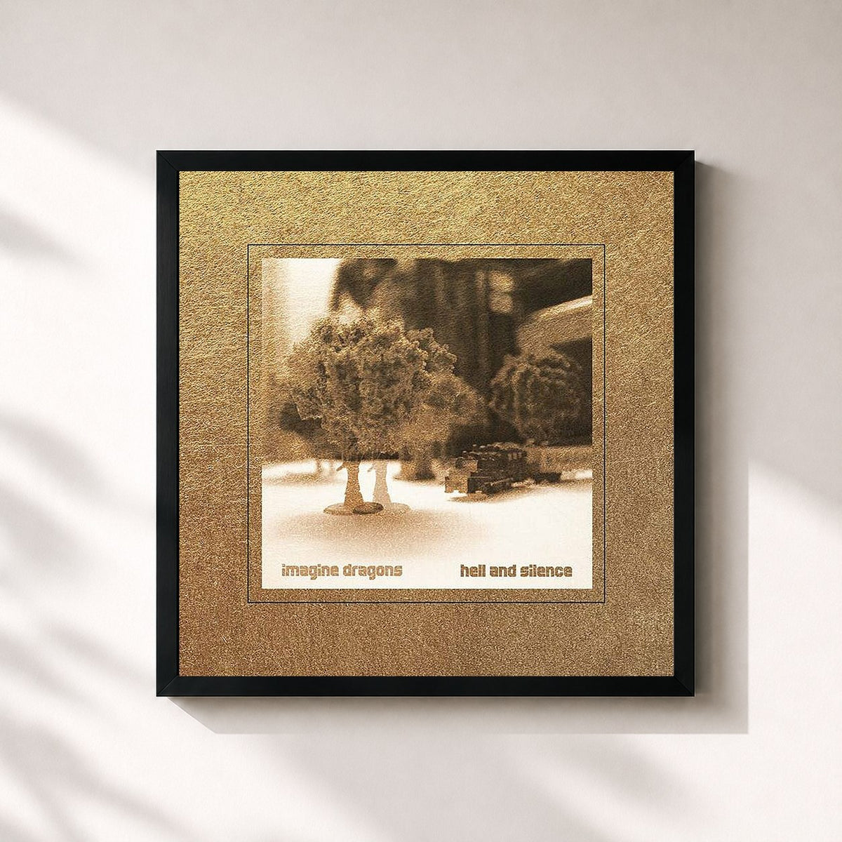 #noir Tableau carré de l'album Hell And Silence EP de Imagine Dragons, cadre noir 32x32 cm