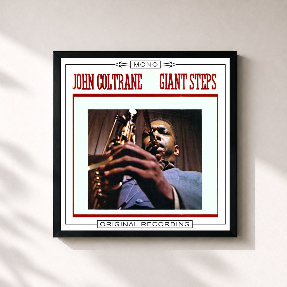 #noir Tableau carré de l'album Giant Steps (Mono) de John Coltrane, cadre noir 32x32 cm