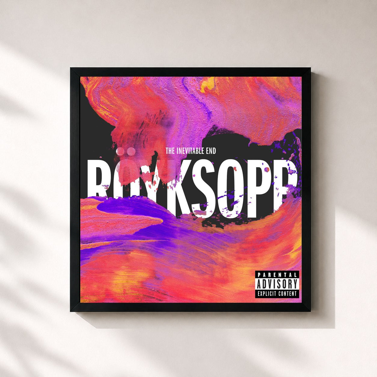 #noir Tableau carré de l'album The Inevitable End de Röyksopp, cadre noir 32x32 cm