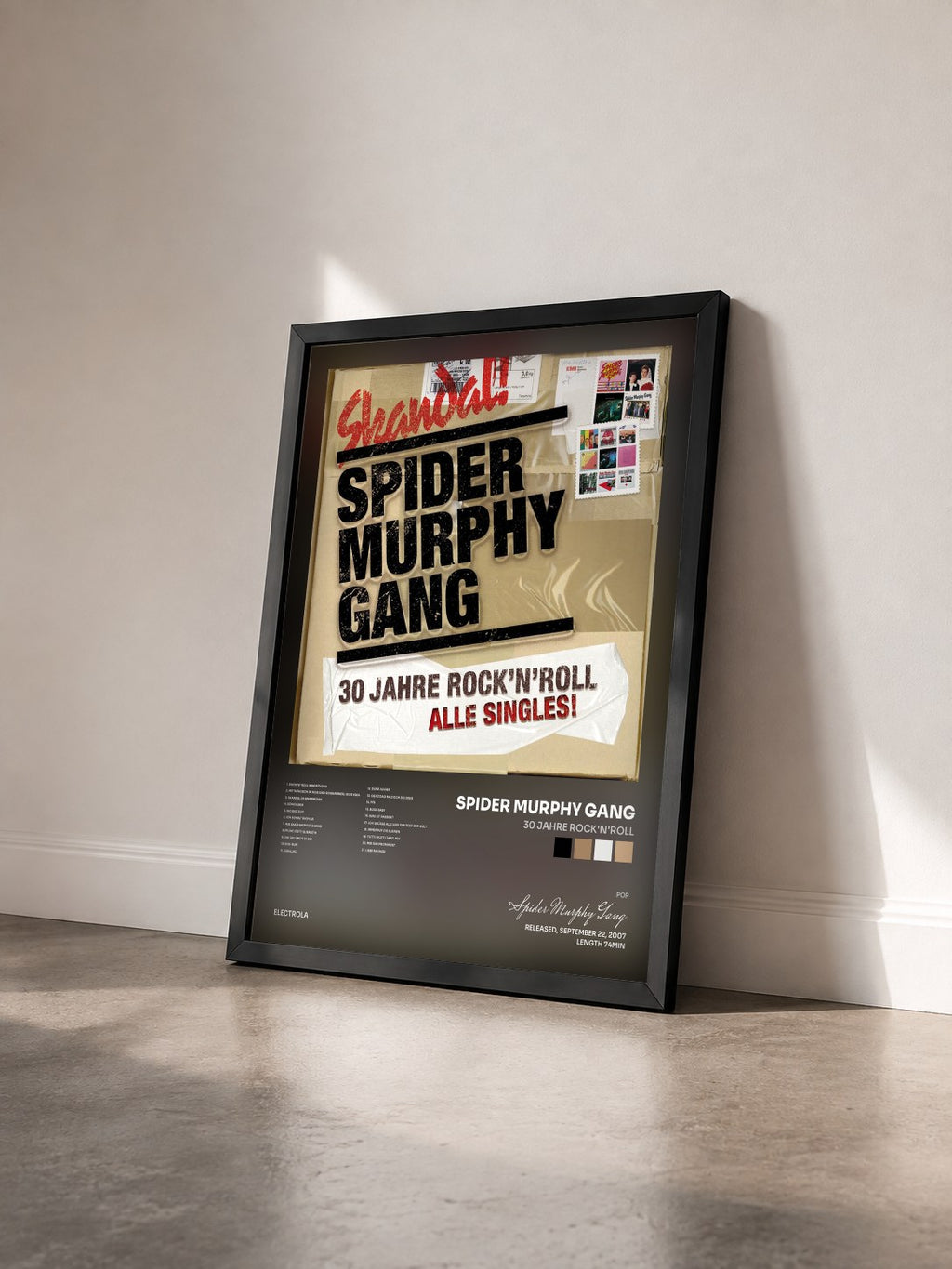 #noir Tableau de l'album 30 Jahre Rock'n'Roll de Spider Murphy Gang vu de trois quarts, cadre noir