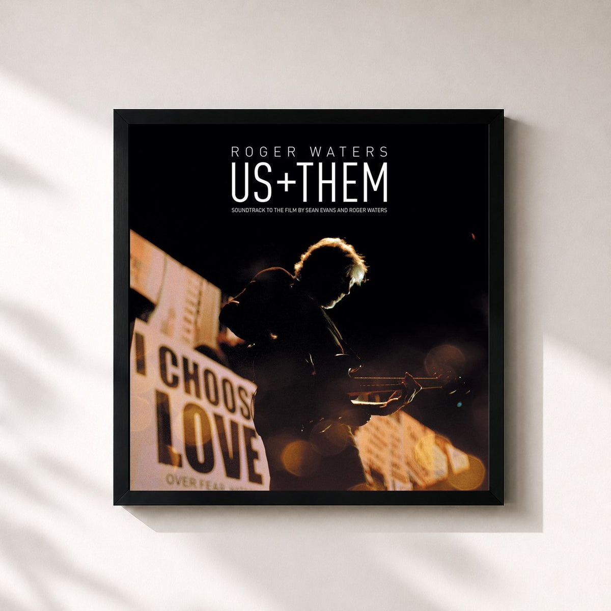 #noir Tableau carré de l'album Us + Them de Roger Waters, cadre noir 32x32 cm