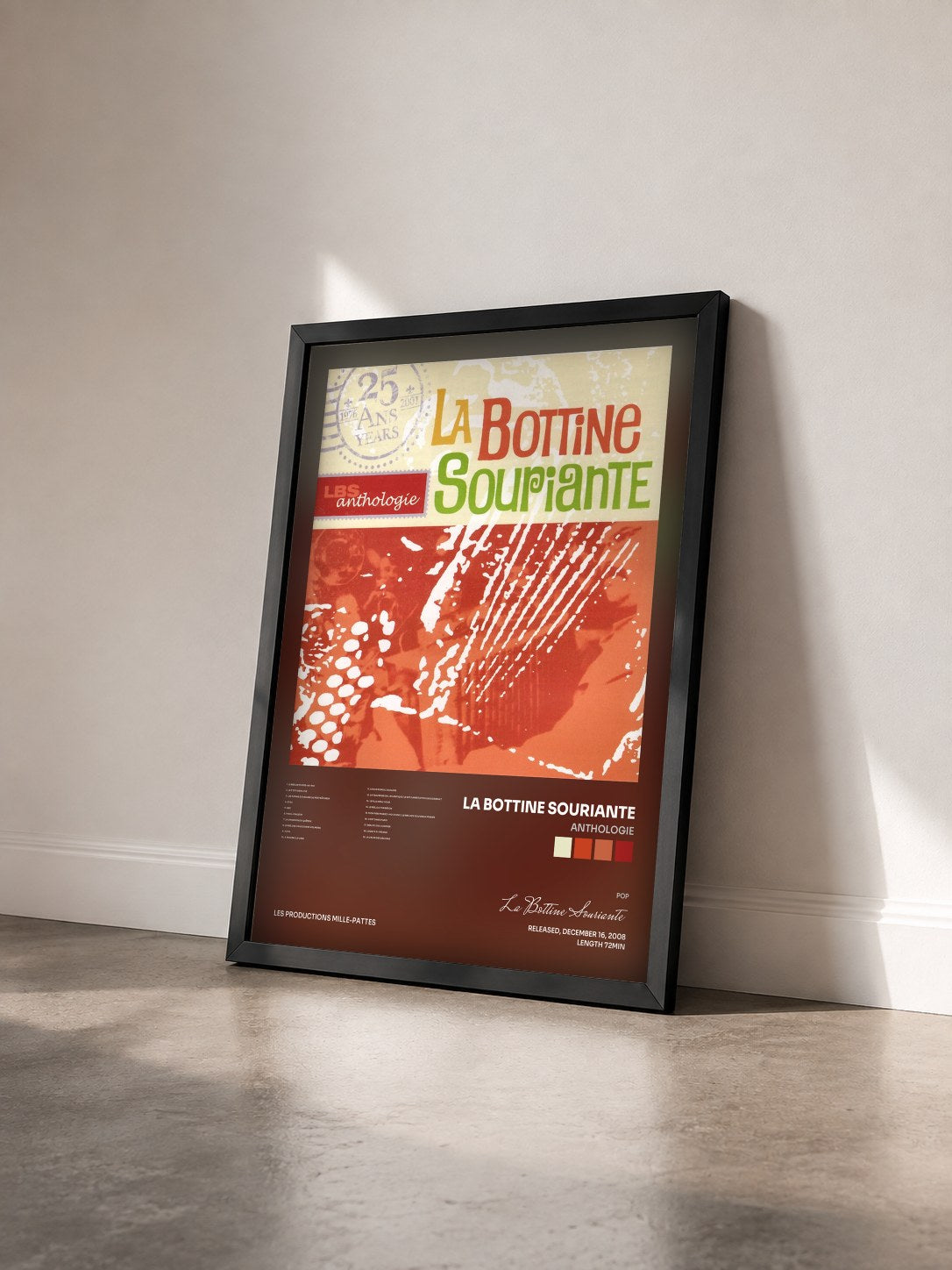 #noir Tableau de l'album Anthologie de La Bottine Souriante vu de trois quarts, cadre noir