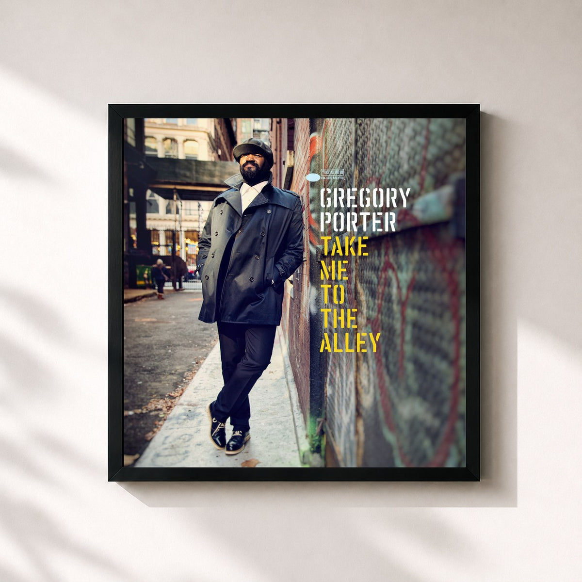 #noir Take Me To The Alley by Gregory Porter as a square framed art print, black 32x32 cm frame