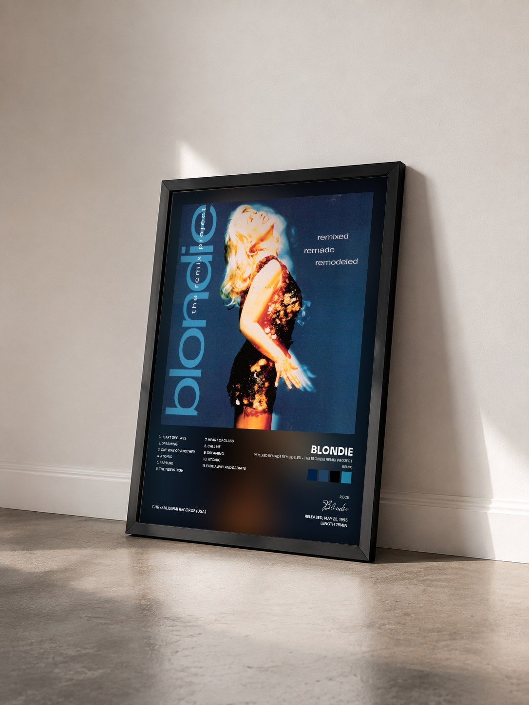 #noir Tableau de l'album Remixed Remade Remodeled - The Blondie Remix Project (Remix) de Blondie vu de trois quarts, cadre noir