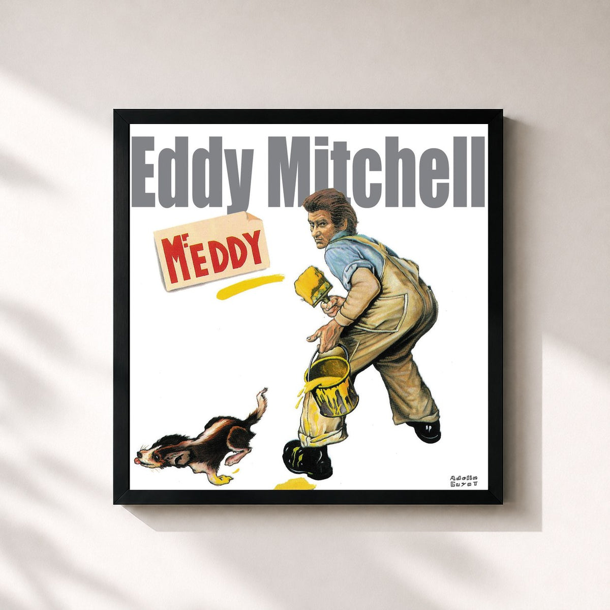 #noir Tableau carré de l'album Mr. Eddy de Eddy Mitchell, cadre noir 32x32 cm