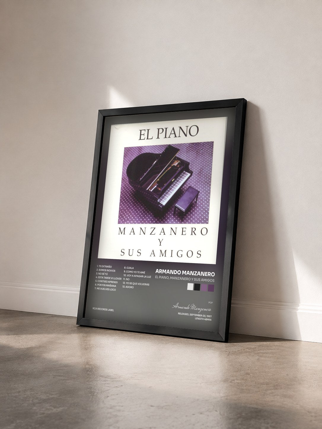 #noir Tableau de l'album El Piano, Manzanero Y Sus Amigos de Armando Manzanero vu de trois quarts, cadre noir
