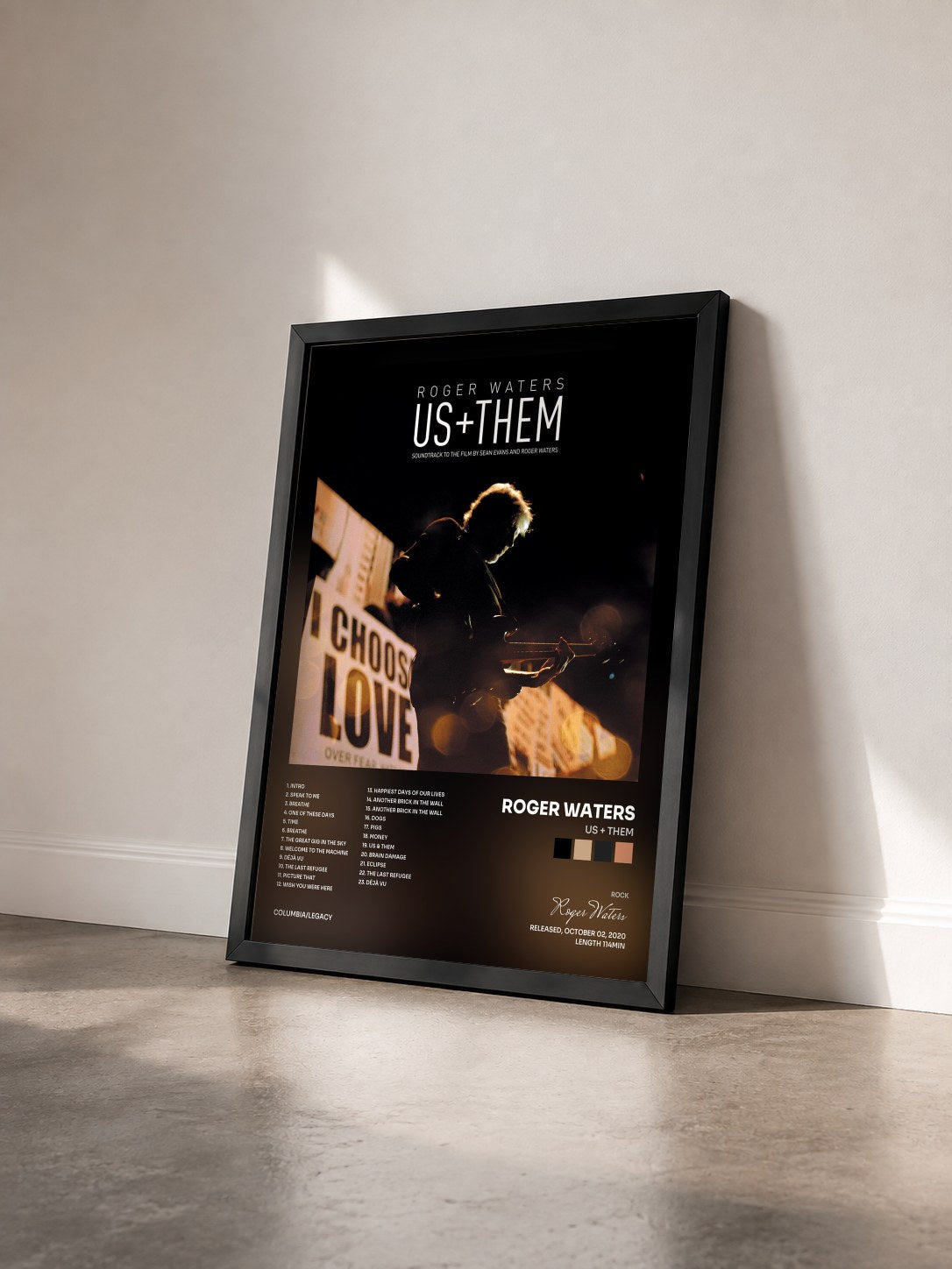 #noir Tableau de l'album Us + Them de Roger Waters vu de trois quarts, cadre noir