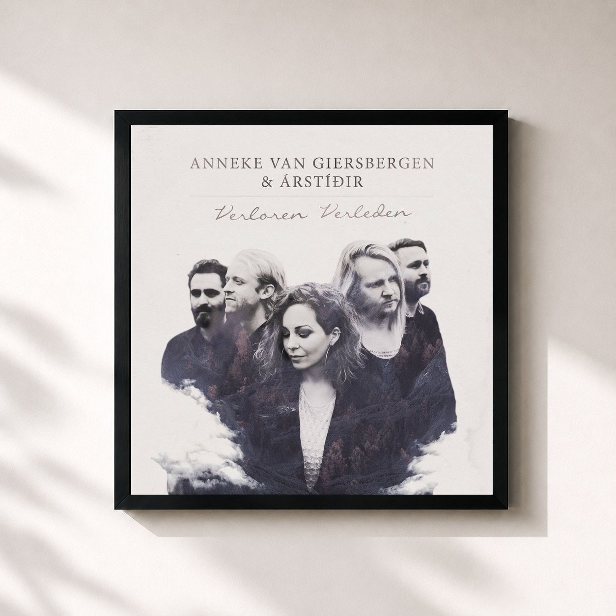 #noir Tableau carré de l'album Verloren Verleden de Anneke van Giersbergen, cadre noir 32x32 cm