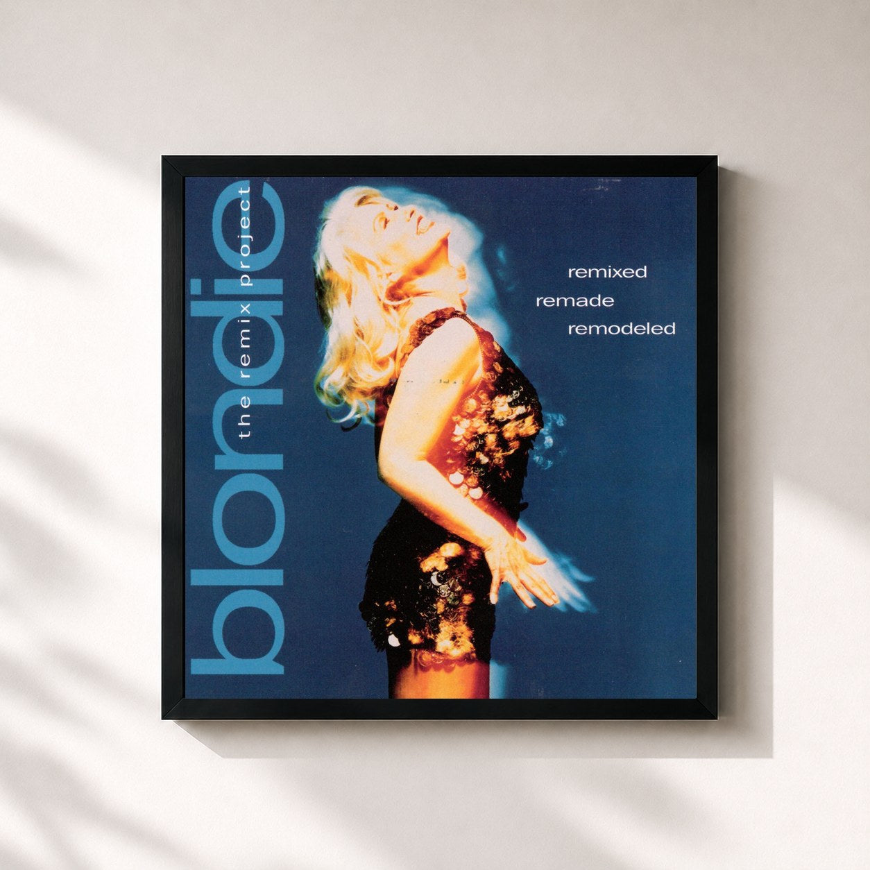 #noir Tableau carré de l'album Remixed Remade Remodeled - The Blondie Remix Project (Remix) de Blondie, cadre noir 32x32 cm