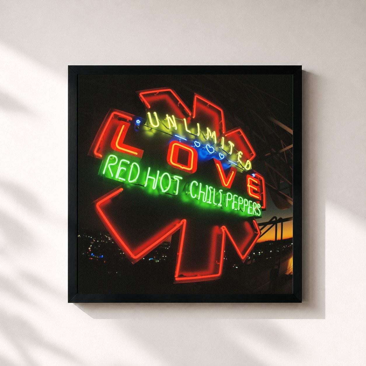 #noir Unlimited Love by Red Hot Chili Peppers as a square framed art print, black 32x32 cm frame