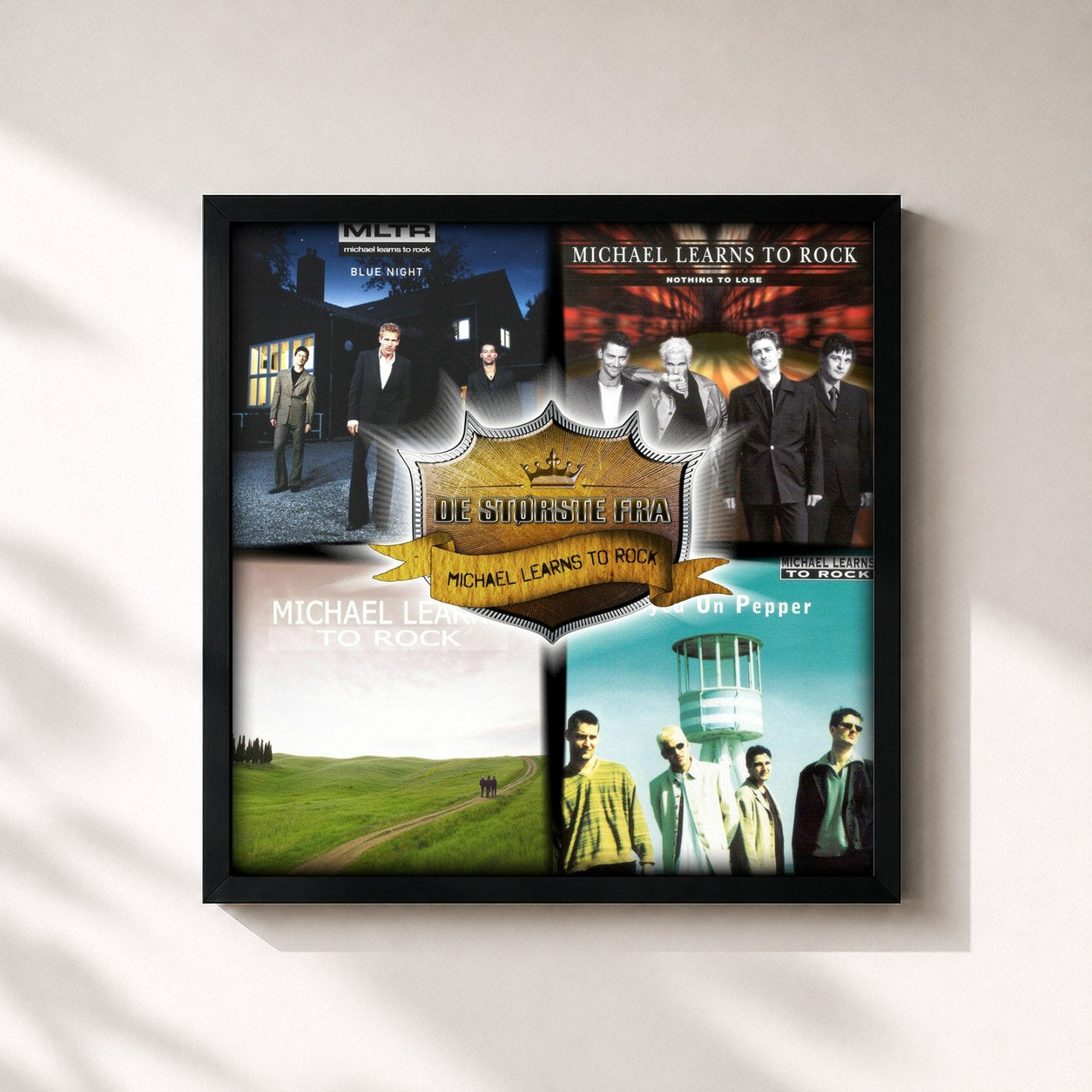#noir Tableau carré de l'album De Første Fra - Michael Learns to Rock de Michael Learns to Rock, cadre noir 32x32 cm
