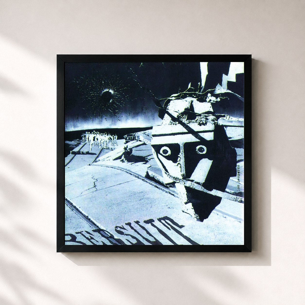 #noir Tableau carré de l'album Don Leopardo de Bersuit Vergarabat, cadre noir 32x32 cm