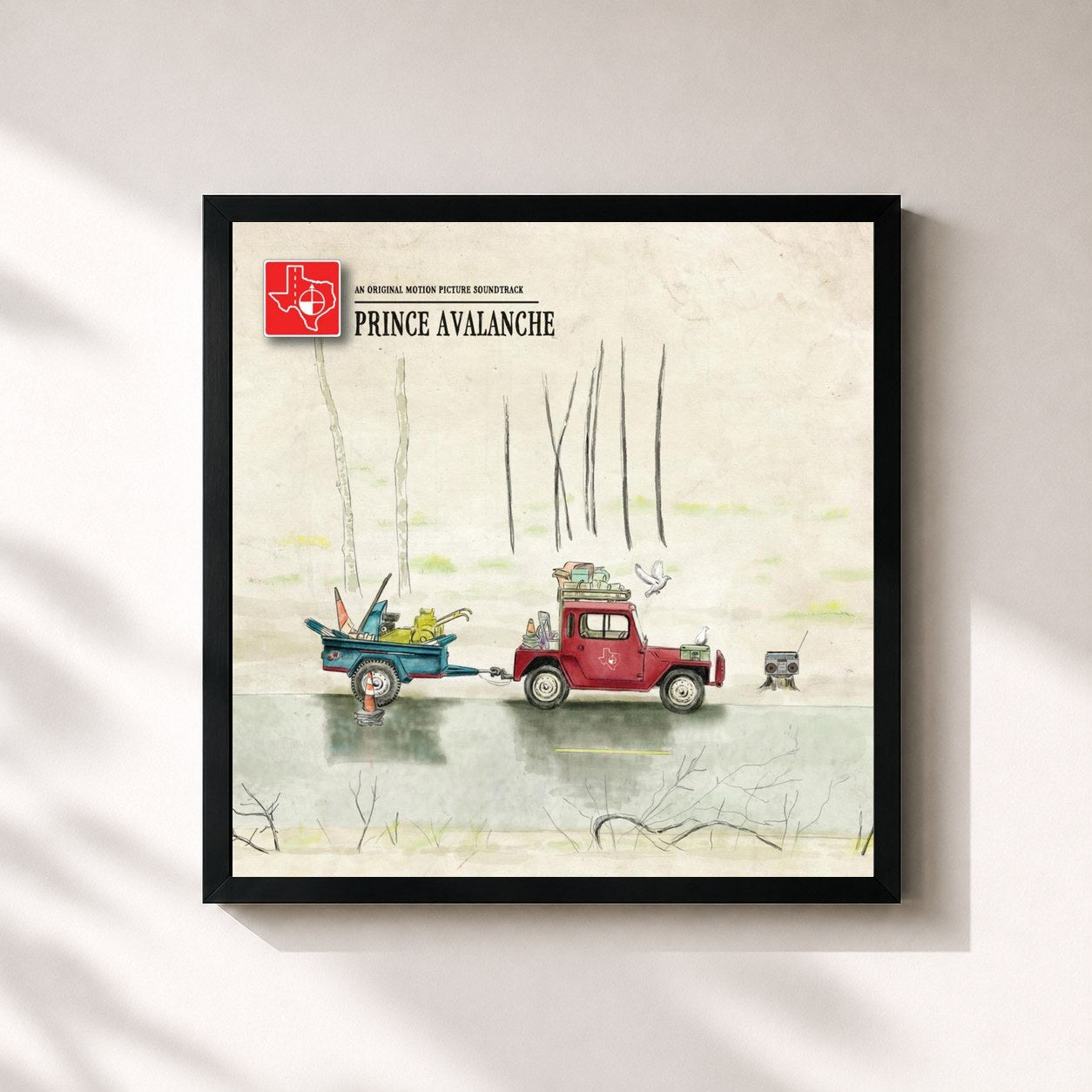 #noir Tableau carré de l'album Prince Avalanche (An Original Motion Picture Soundtrack) de Explosions in the Sky, cadre noir 32x32 cm