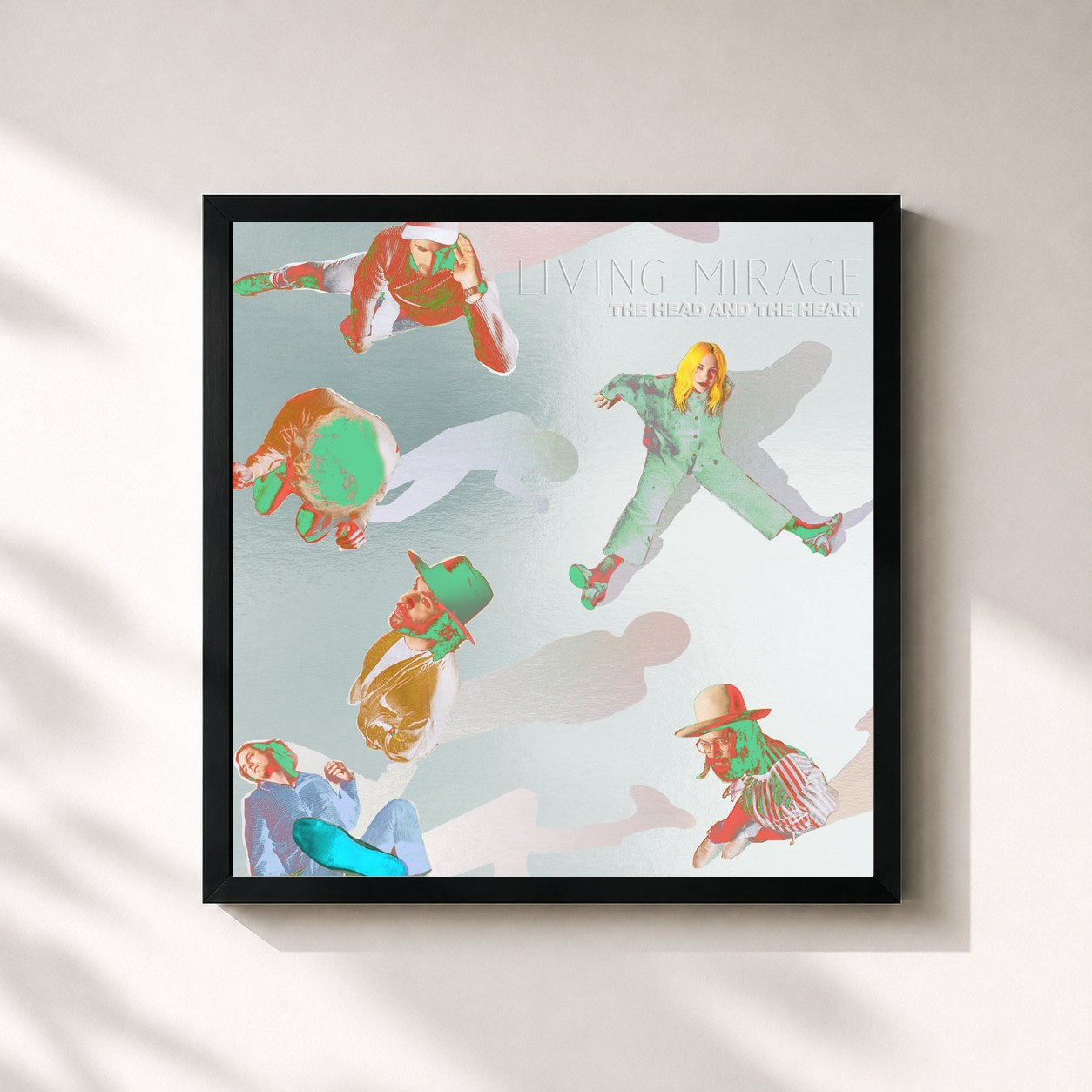 #noir Tableau carré de l'album Living Mirage: The Complete Recordings de The Head And The Heart, cadre noir 32x32 cm