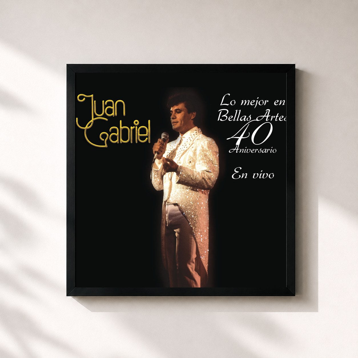 #noir Tableau carré de l'album Lo Mejor en Bellas Artes - 40 Aniversario de Juan Gabriel, cadre noir 32x32 cm