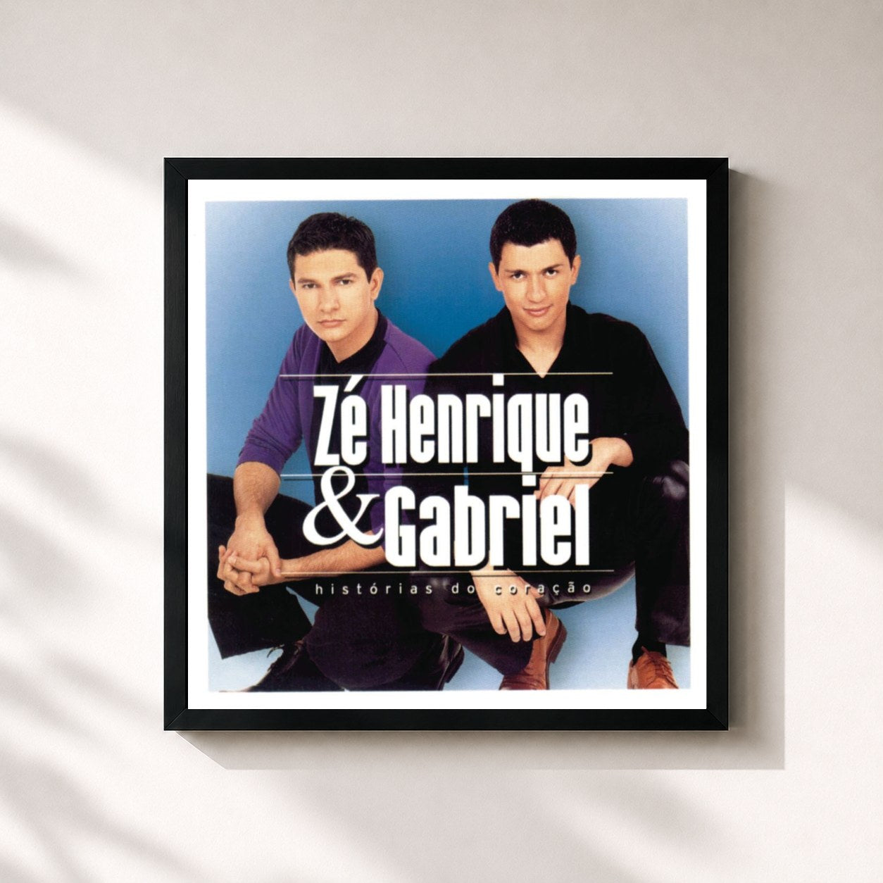 #noir Tableau carré de l'album Histórias Do Coração de Zé Henrique & Gabriel, cadre noir 32x32 cm