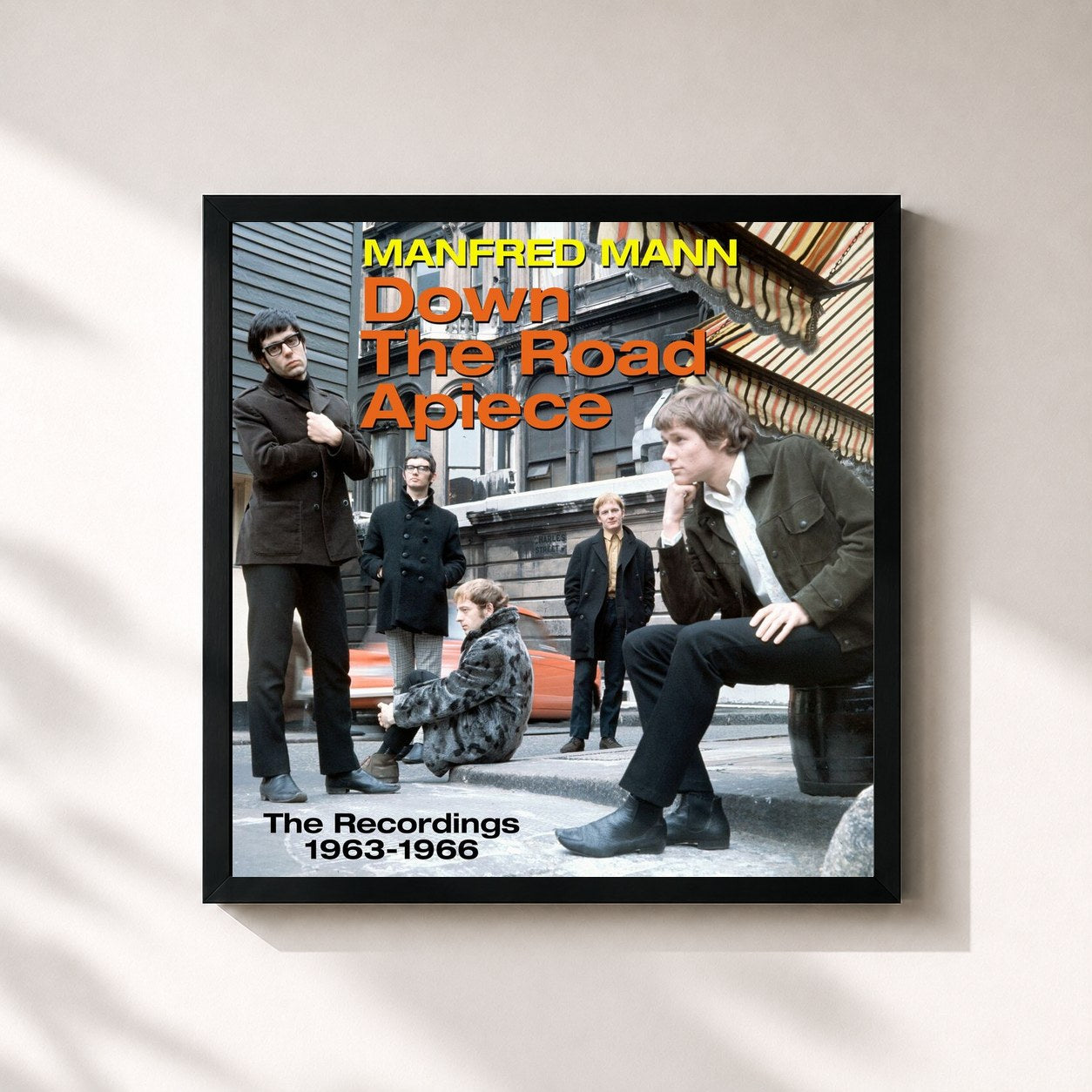 #noir Tableau carré de l'album Down the Road Apiece - the Recordings 1963-1966 de Manfred Mann, cadre noir 32x32 cm