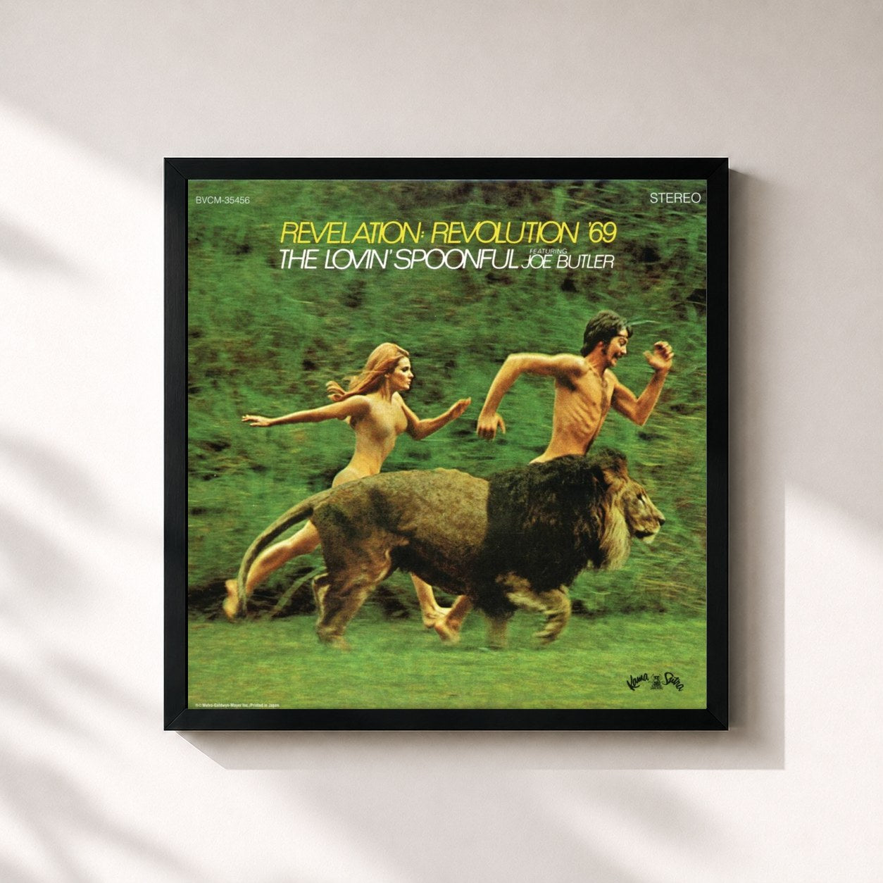#noir Tableau carré de l'album Revelation: Revolution '69 de The Lovin' Spoonful, cadre noir 32x32 cm