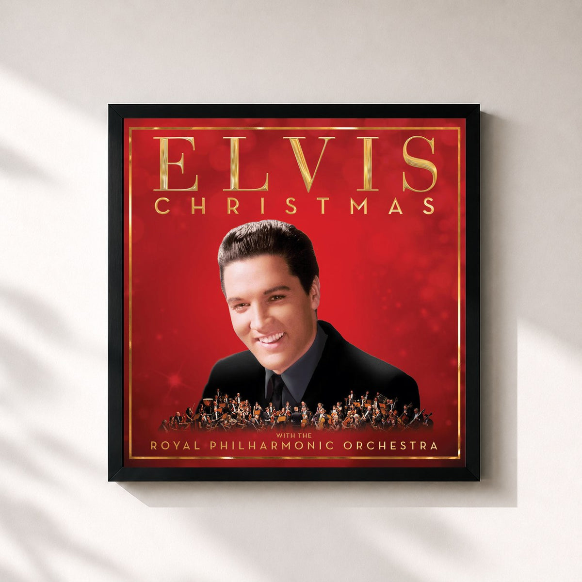#noir Christmas with Elvis and the Royal Philharmonic Orchestra (Deluxe) de Elvis Presley en lámina cuadrada enmarcada, marco negro de 32x32 cm