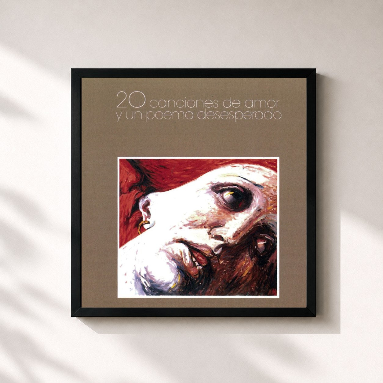 #noir Tableau carré de l'album 20 Canciones De Amor Y Un Poema Desesperado de Luis Eduardo Aute, cadre noir 32x32 cm