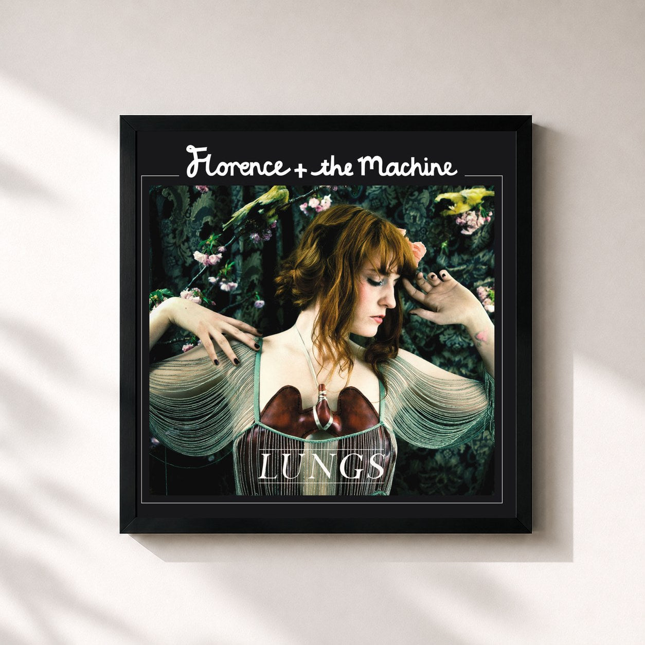 #noir Tableau carré de l'album Lungs (Deluxe Version) de Florence + The Machine, cadre noir 32x32 cm
