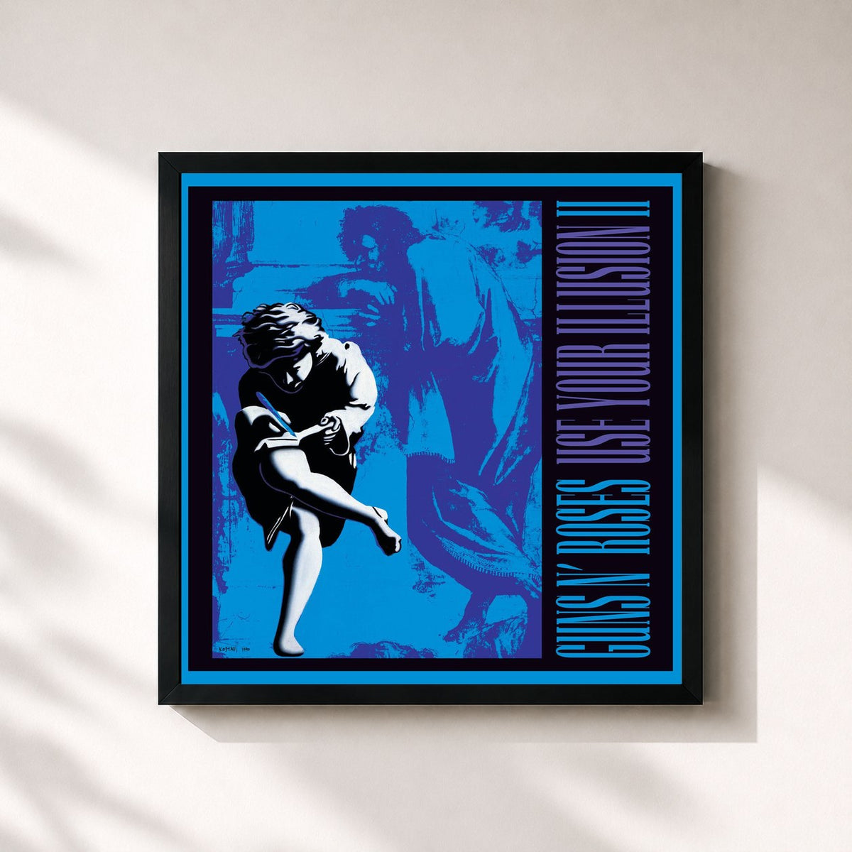 #noir Tableau carré de l'album Use Your Illusion II (Deluxe Edition) de Guns N' Roses, cadre noir 32x32 cm