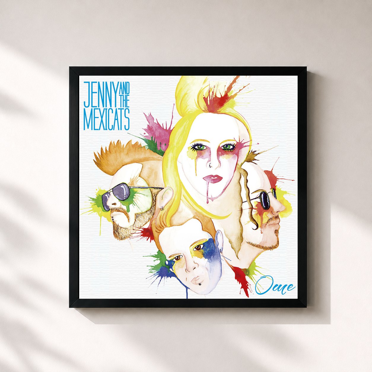 #noir Tableau carré de l'album Ome de Jenny And The Mexicats, cadre noir 32x32 cm