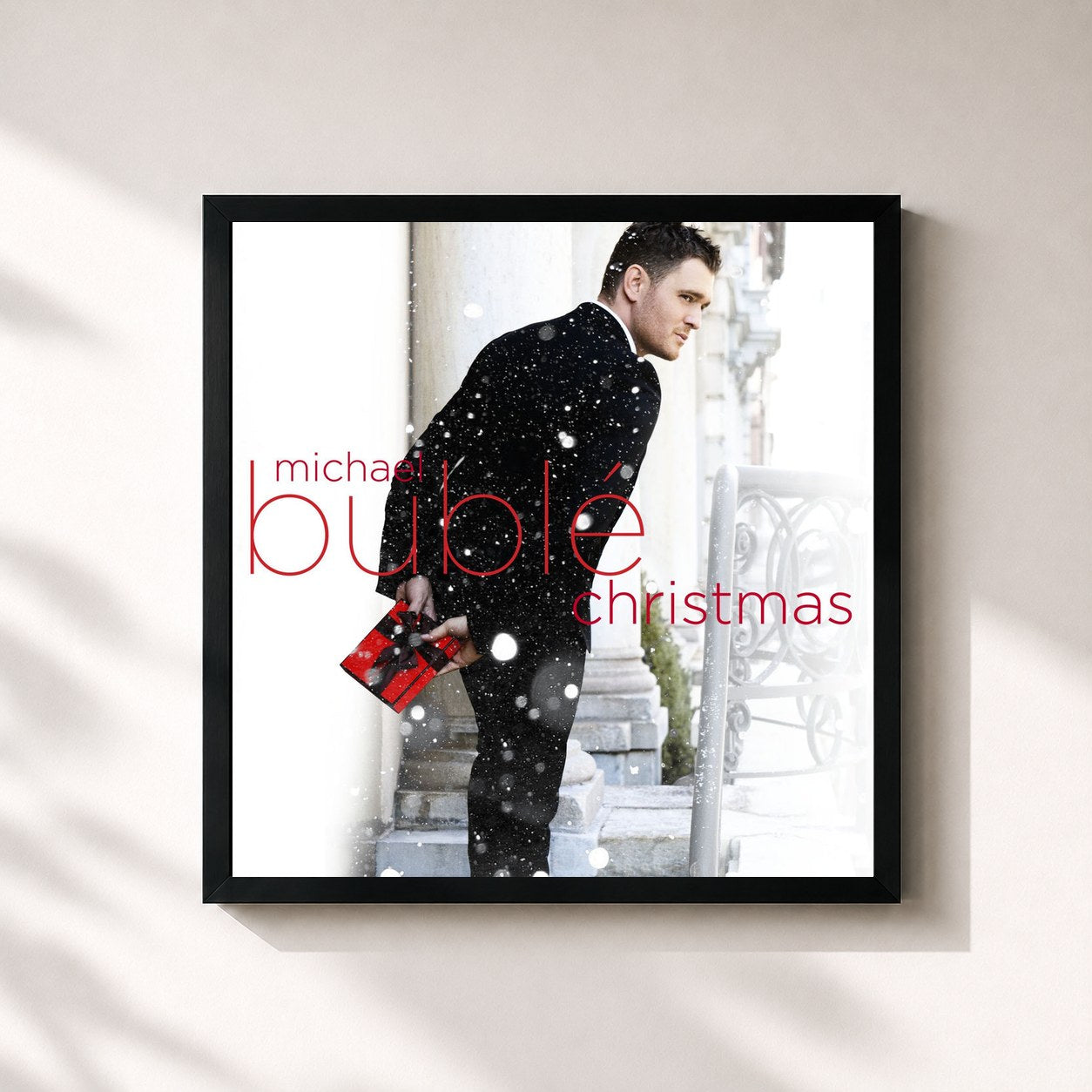 #noir Tableau carré de l'album Christmas (Deluxe 10th Anniversary Edition) de Michael Bublé, cadre noir 32x32 cm