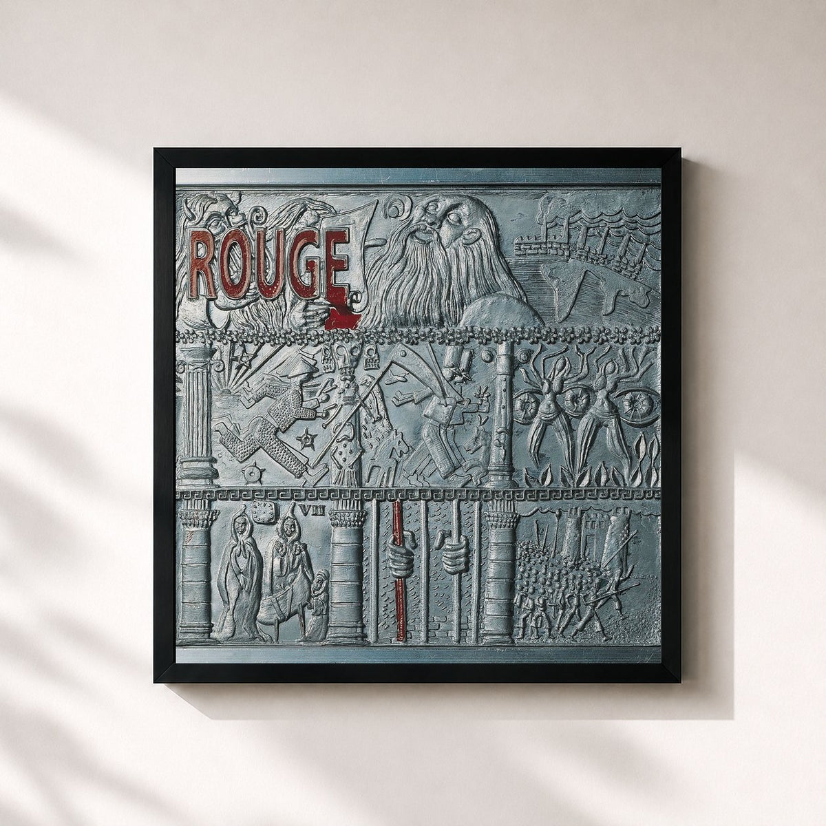#noir Tableau carré de l'album Fredericks, Goldman, Jones : Rouge de Jean-Jacques Goldman, cadre noir 32x32 cm
