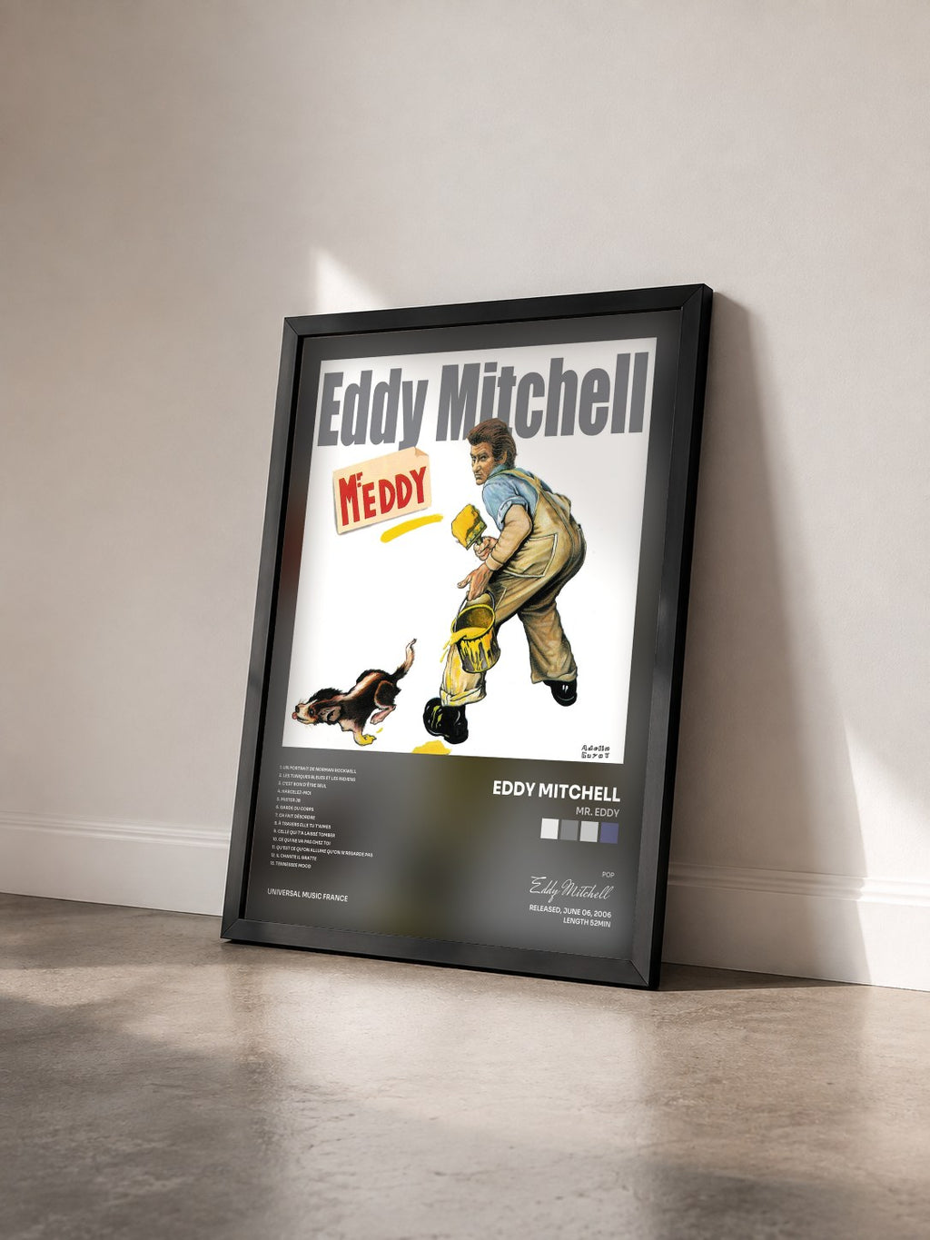 #noir Mr. Eddy von Eddy Mitchell als gerahmter Kunstdruck von schräg gesehen, schwarzer Rahmen