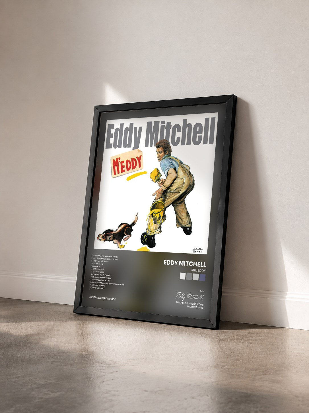 #noir Tableau de l'album Mr. Eddy de Eddy Mitchell vu de trois quarts, cadre noir