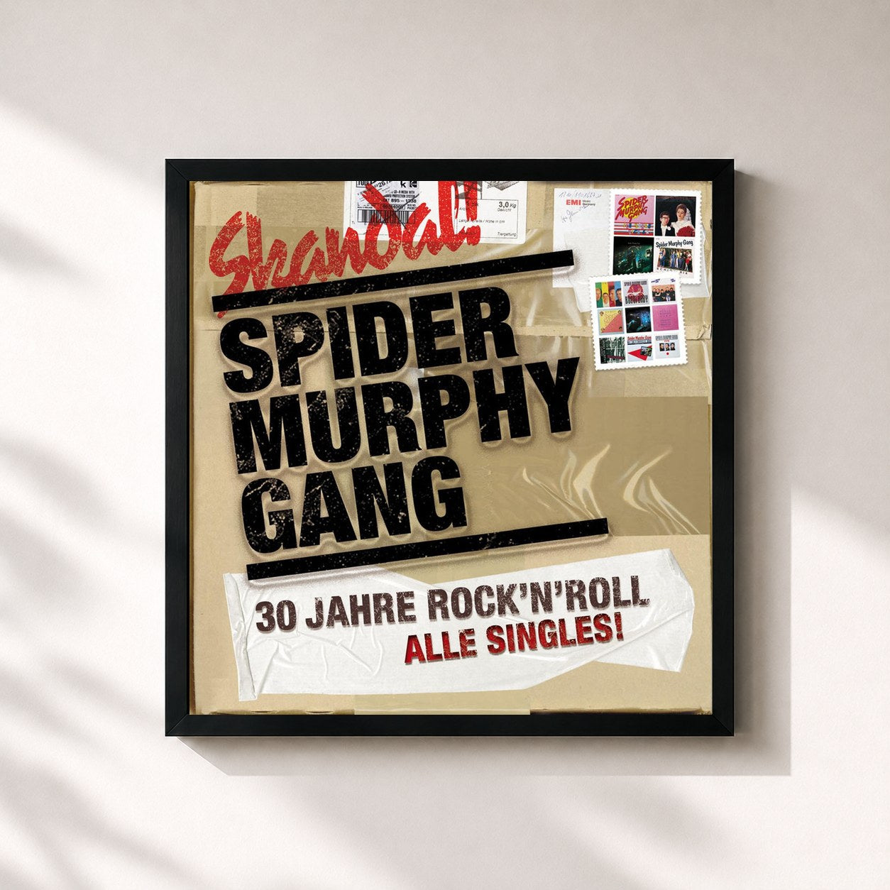 #noir Tableau carré de l'album 30 Jahre Rock'n'Roll de Spider Murphy Gang, cadre noir 32x32 cm