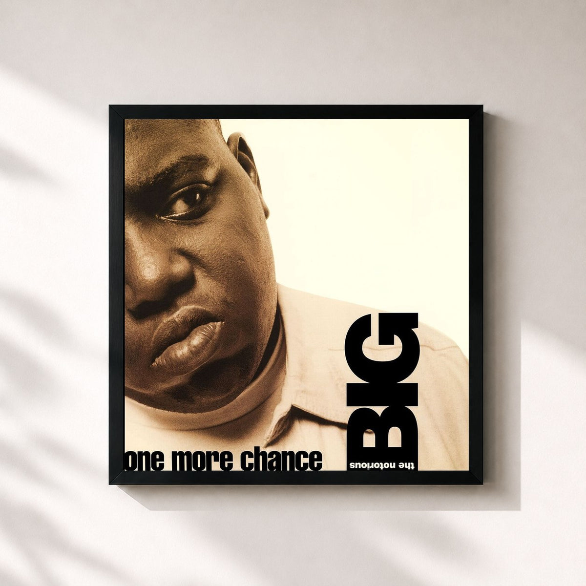 #noir Tableau carré de l'album One More Chance de The Notorious B.I.G., cadre noir 32x32 cm