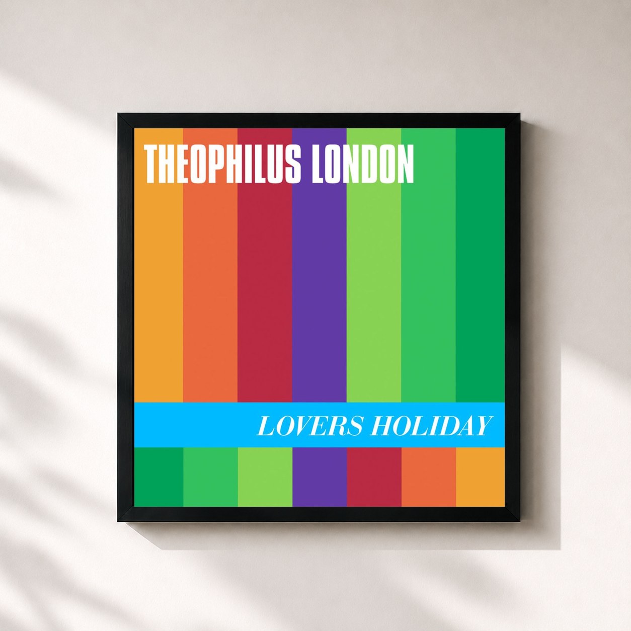 #noir Tableau carré de l'album Lovers Holiday de Theophilus London, cadre noir 32x32 cm