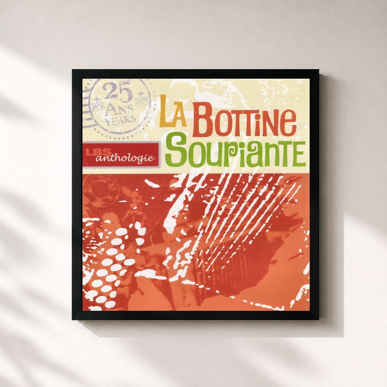 #noir Tableau carré de l'album Anthologie de La Bottine Souriante, cadre noir 32x32 cm