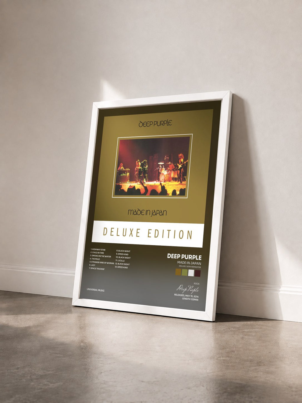 #blanc Tableau de l'album Made In Japan (Deluxe / 2014 Remaster) de Deep Purple vu de trois quarts, cadre blanc