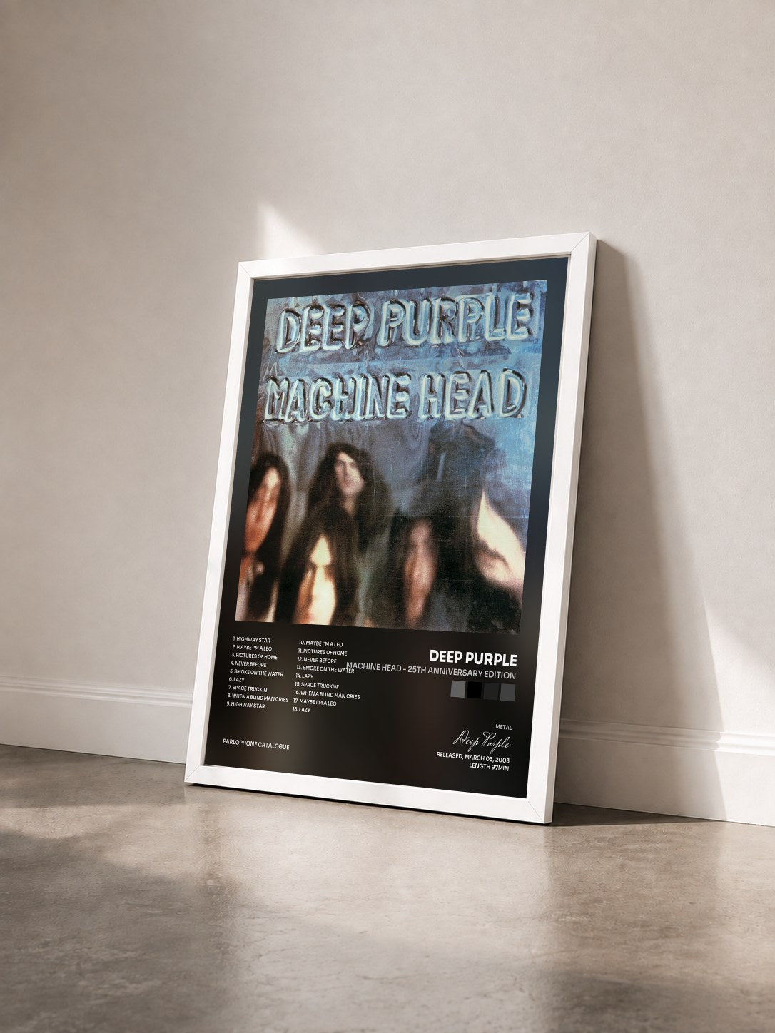 #blanc Tableau de l'album Machine Head - 25th Anniversary Edition de Deep Purple vu de trois quarts, cadre blanc