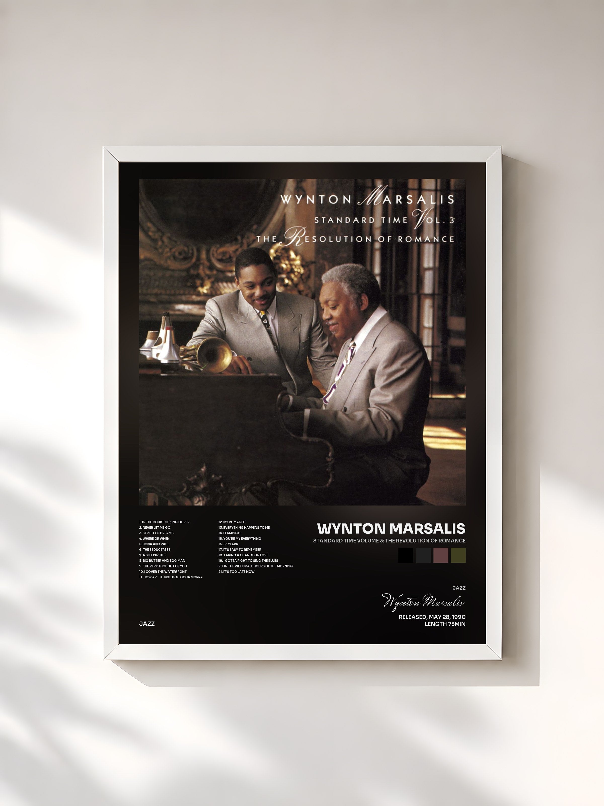 #blanc Tableau de l'album Standard time volume 3: The revolution of romance de Wynton Marsalis, cadre blanc, imprimé et encadré en France