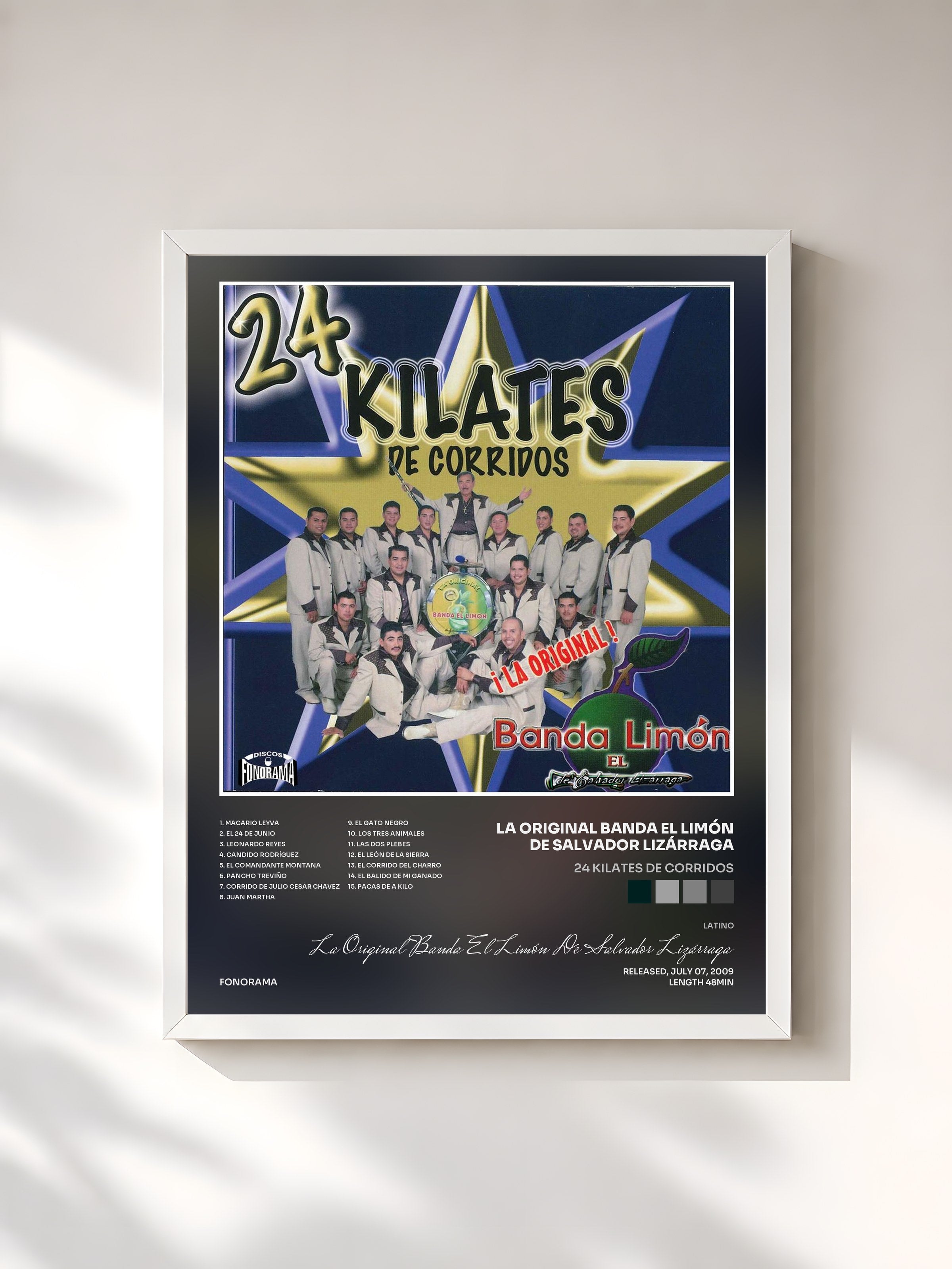 #blanc Tableau de l'album 24 Kilates de Corridos de La Original Banda El Limón De Salvador Lizárraga, cadre blanc, imprimé et encadré en France