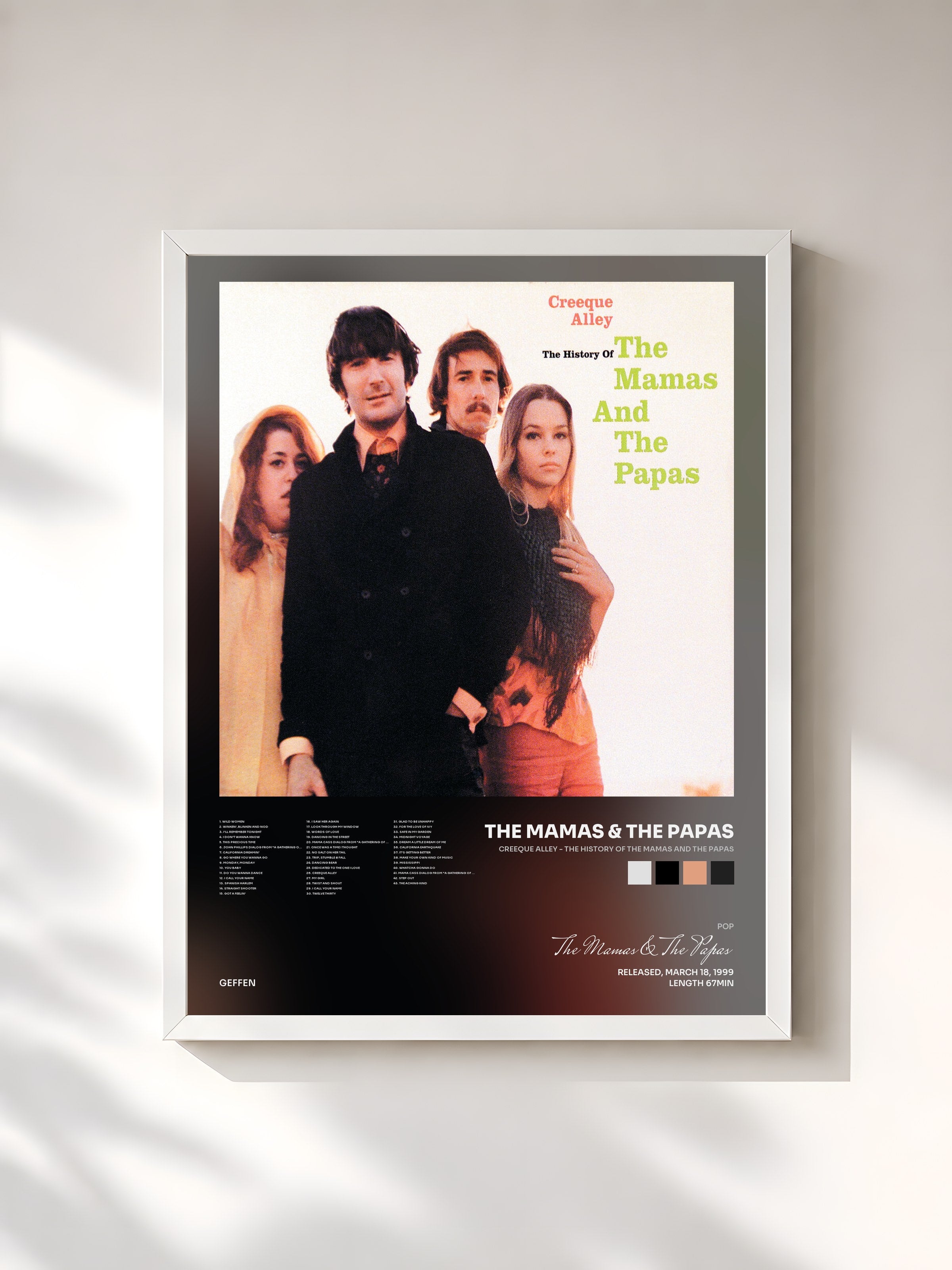 #blanc Tableau de l'album Creeque Alley - The History Of The Mamas And The Papas de The Mamas & The Papas, cadre blanc, imprimé et encadré en France