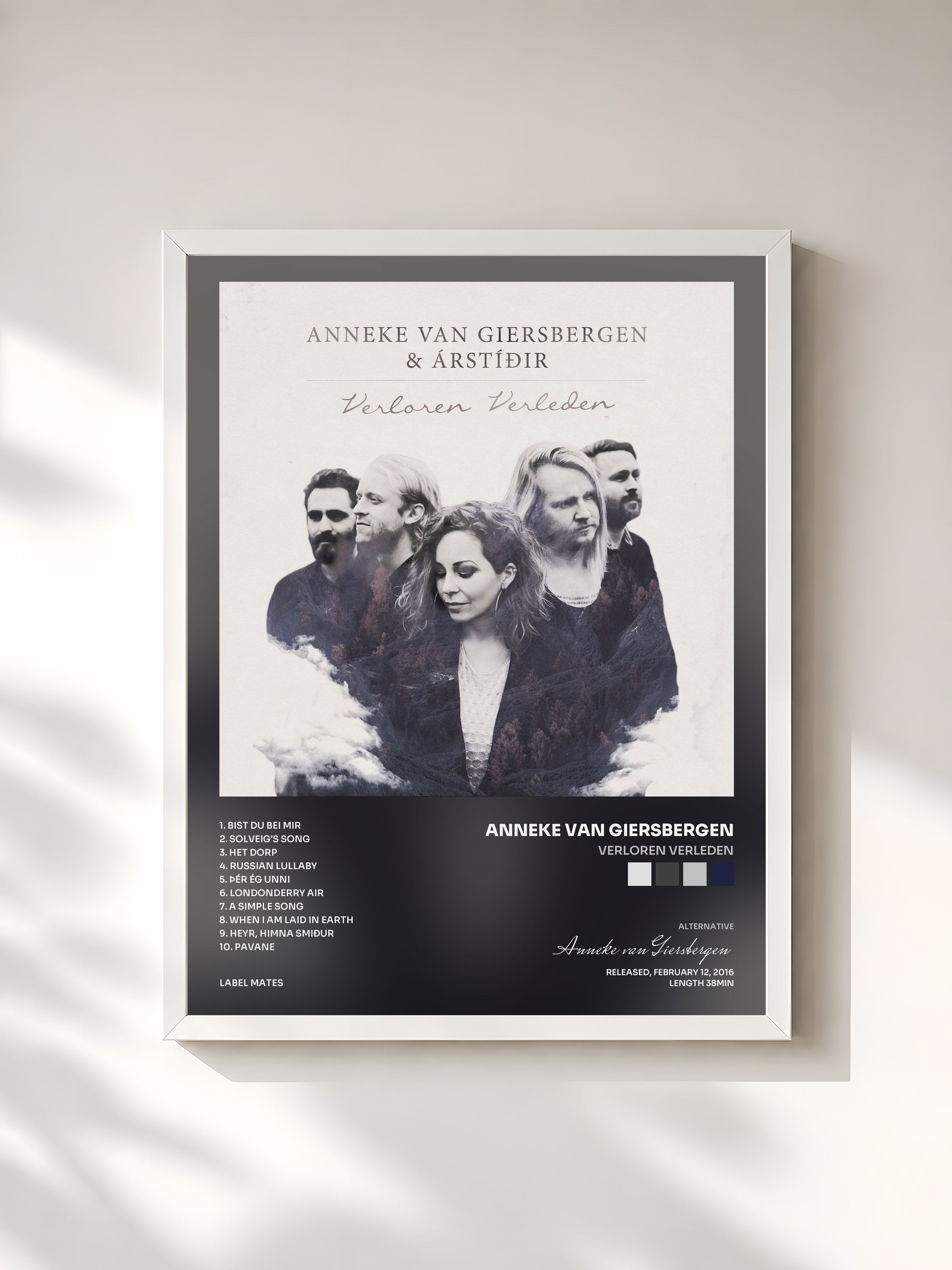#blanc Tableau de l'album Verloren Verleden de Anneke van Giersbergen, cadre blanc, imprimé et encadré en France