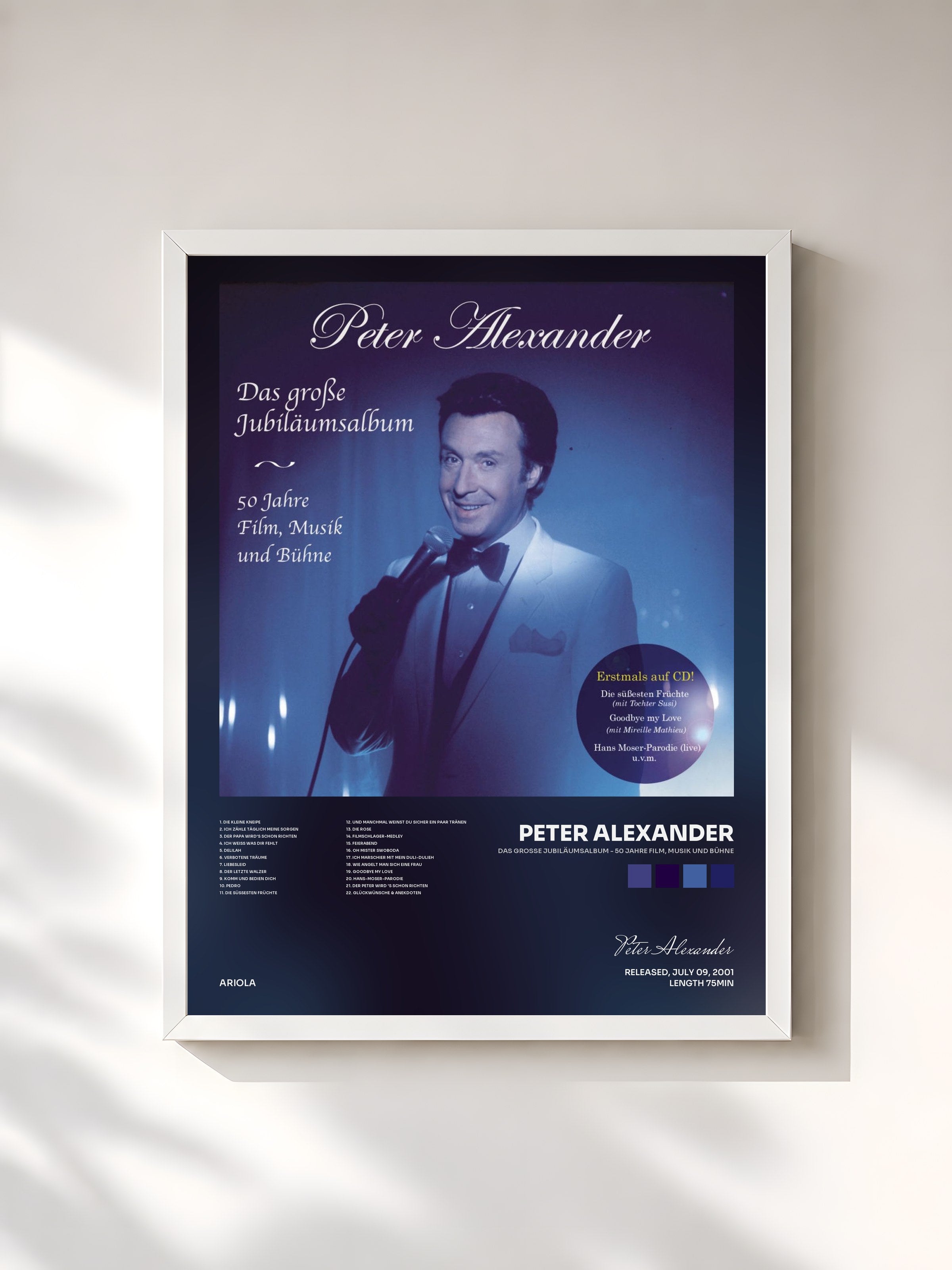 #blanc Tableau de l'album Das große Jubiläumsalbum - 50 Jahre Film, Musik und Bühne de Peter Alexander, cadre blanc, imprimé et encadré en France
