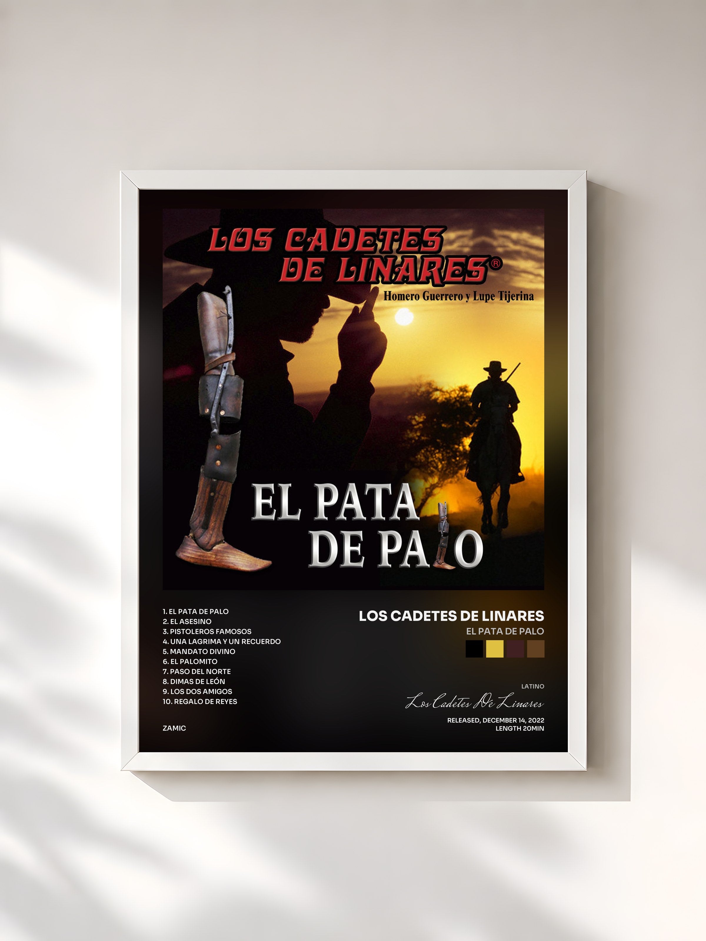 #blanc Tableau de l'album El Pata De Palo de Los Cadetes De Linares, cadre blanc, imprimé et encadré en France