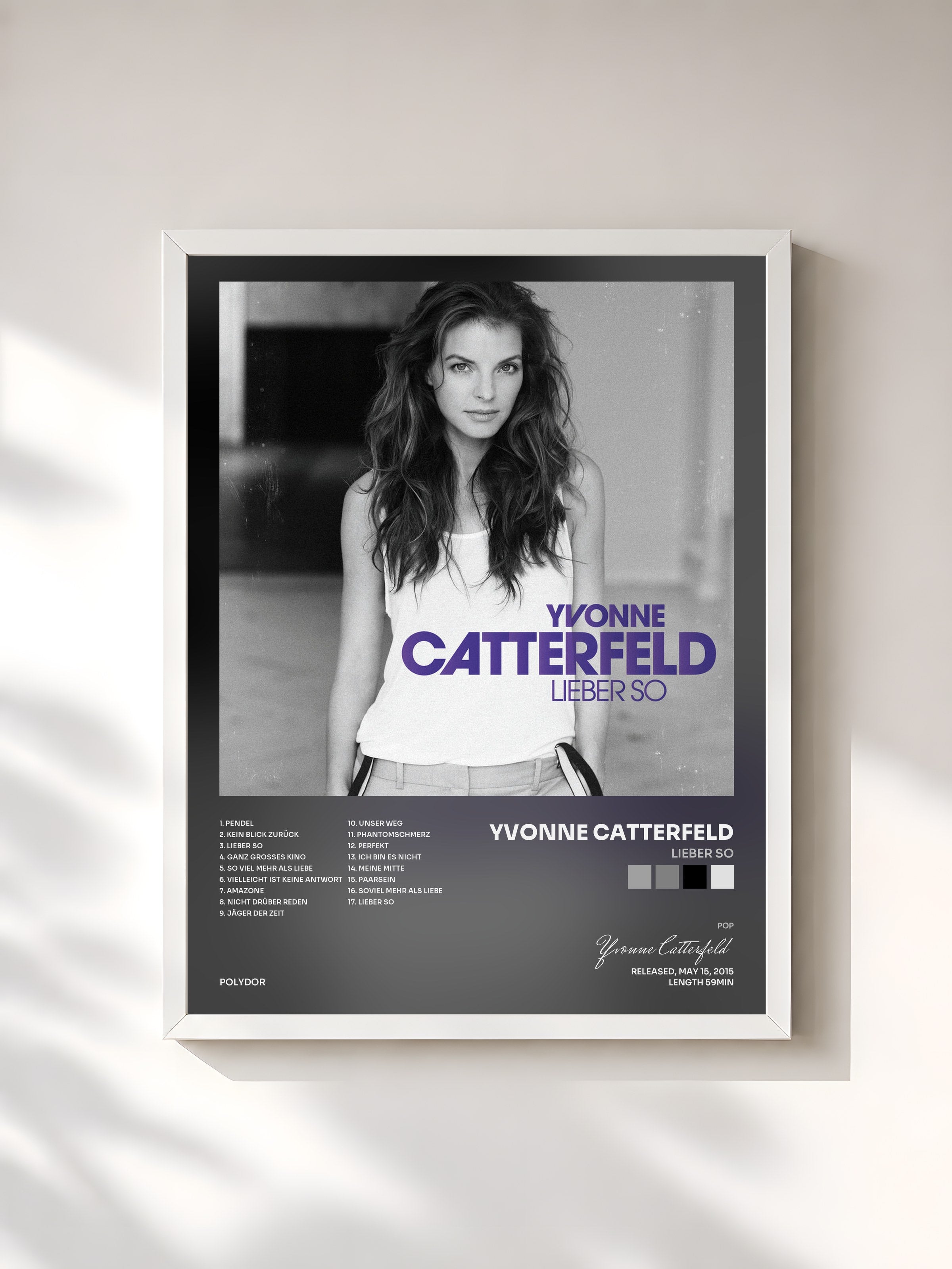 #blanc Tableau de l'album Lieber so de Yvonne Catterfeld, cadre blanc, imprimé et encadré en France
