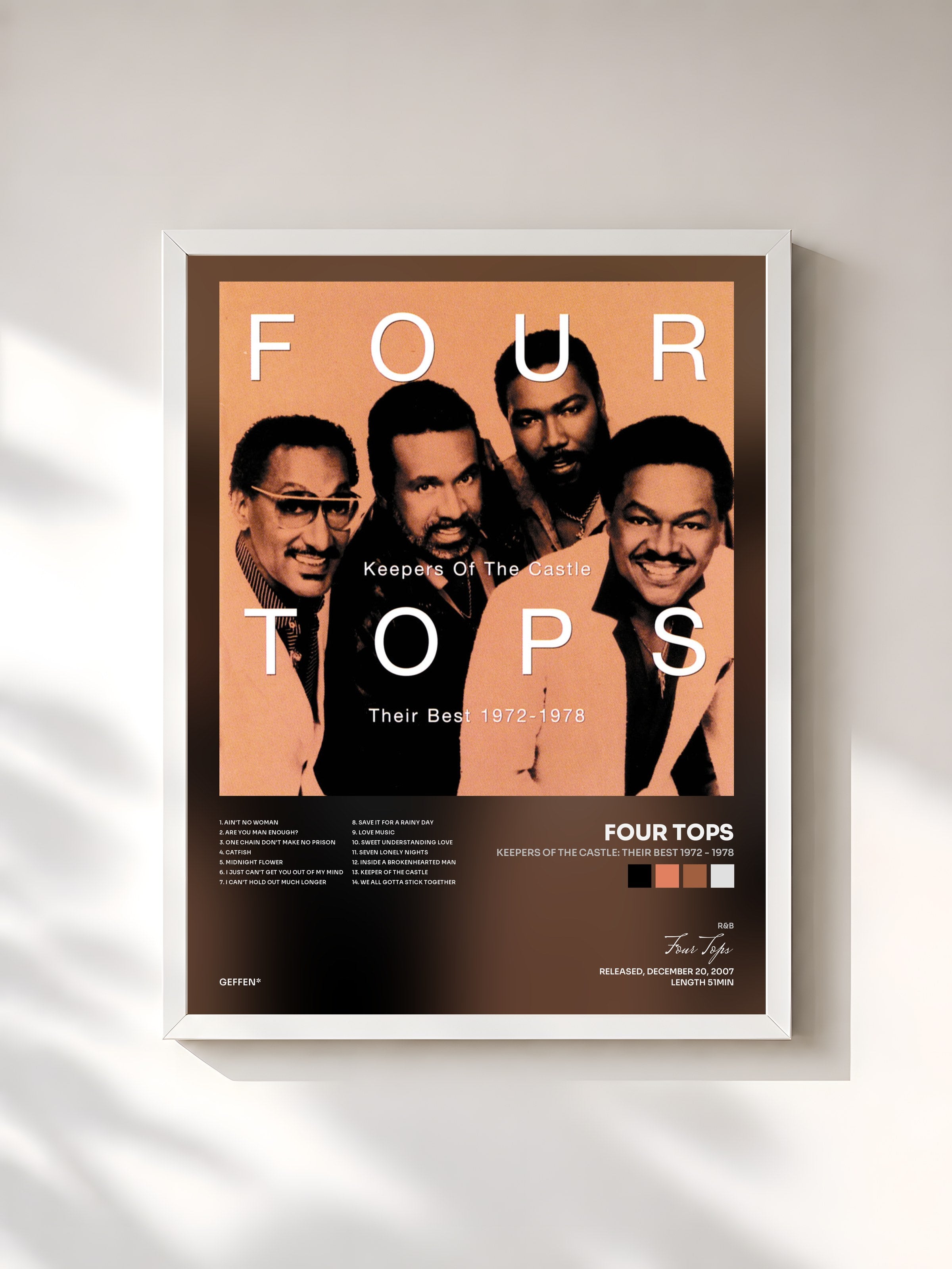 #blanc Tableau de l'album Keepers Of The Castle: Their Best 1972 - 1978 de Four Tops, cadre blanc, imprimé et encadré en France