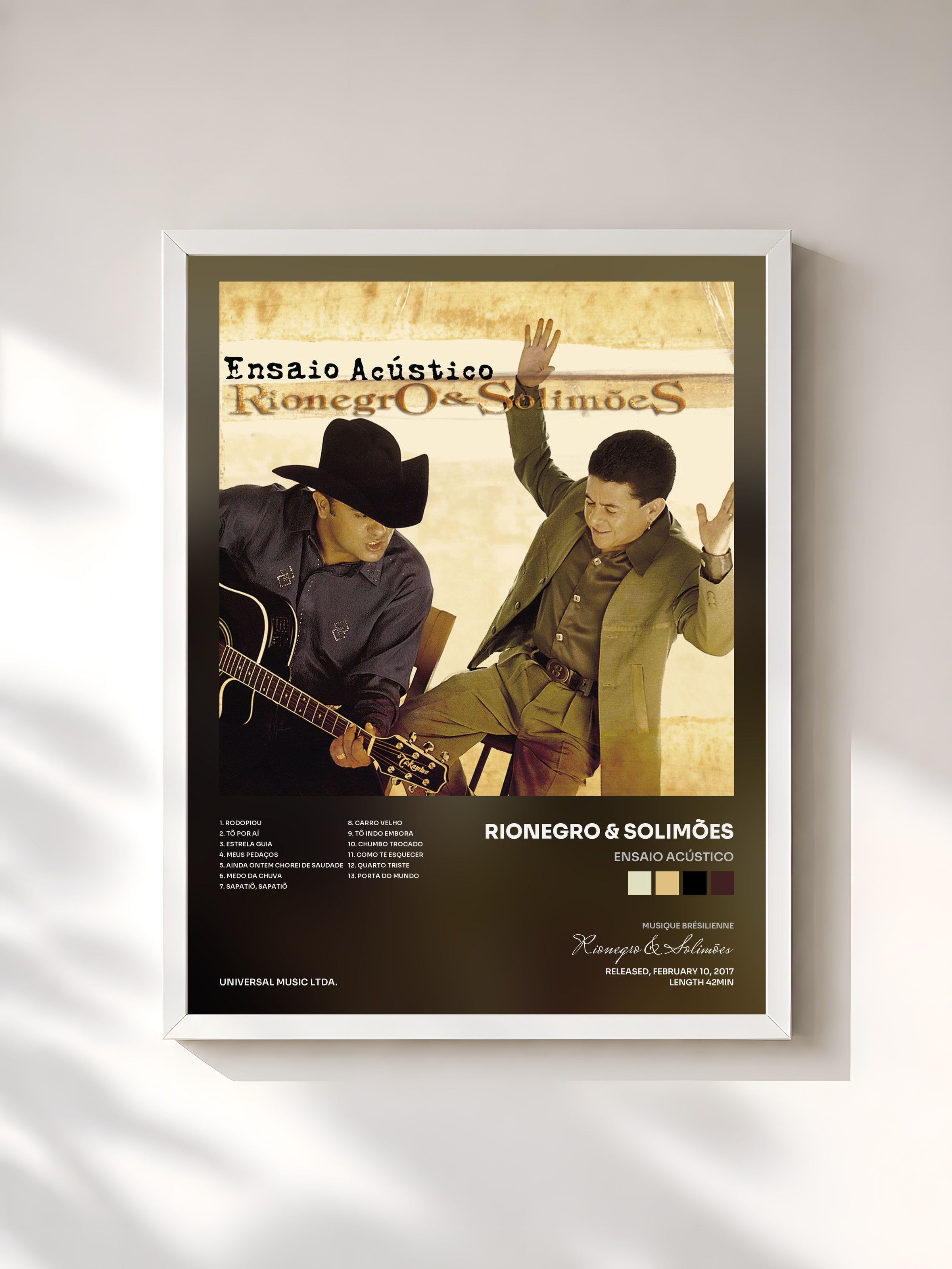 #blanc Tableau de l'album Ensaio Acústico de Rionegro & Solimões, cadre blanc, imprimé et encadré en France