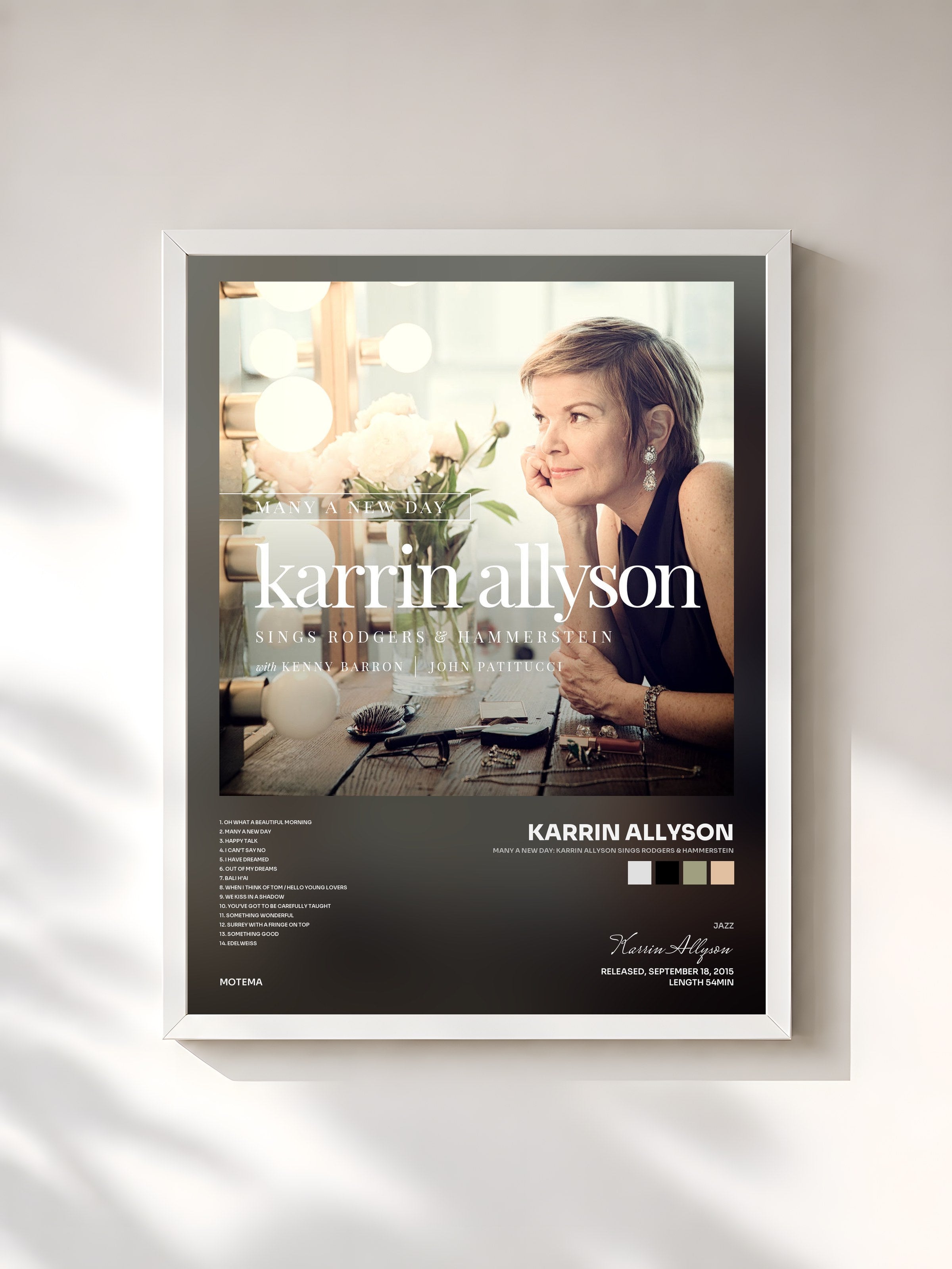 #blanc Tableau de l'album Many a New Day: Karrin Allyson Sings Rodgers & Hammerstein de Karrin Allyson, cadre blanc, imprimé et encadré en France