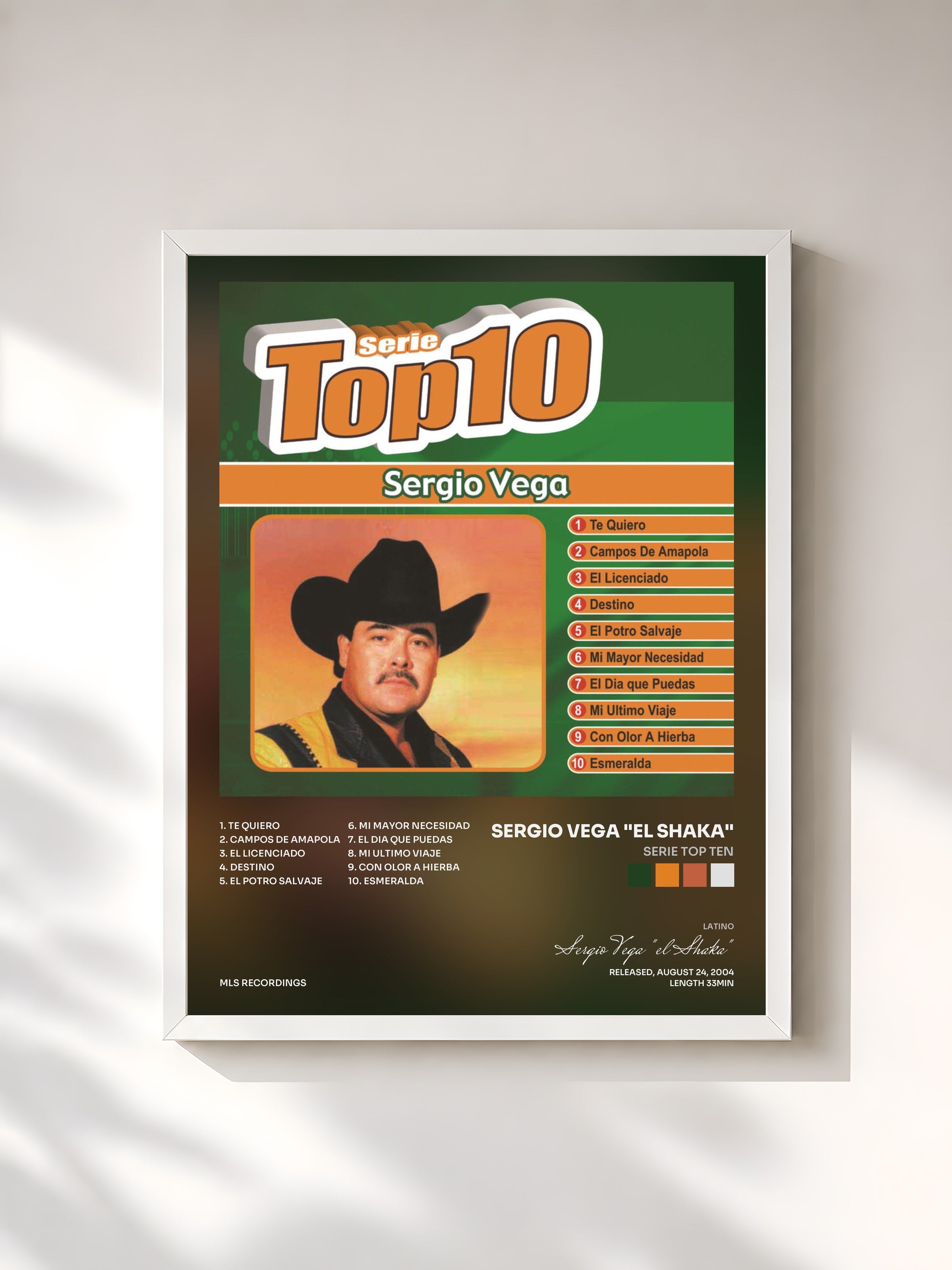#blanc Tableau de l'album Serie Top Ten de Sergio Vega "el Shaka", cadre blanc, imprimé et encadré en France